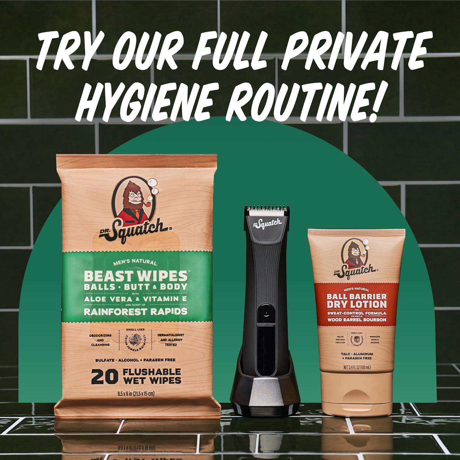 imageDr Squatch Beast Wipes Flushable Adult Wipes for Men Soothing and Refreshing 2 Pack Rainforest Rapids20 Count Pack of 2