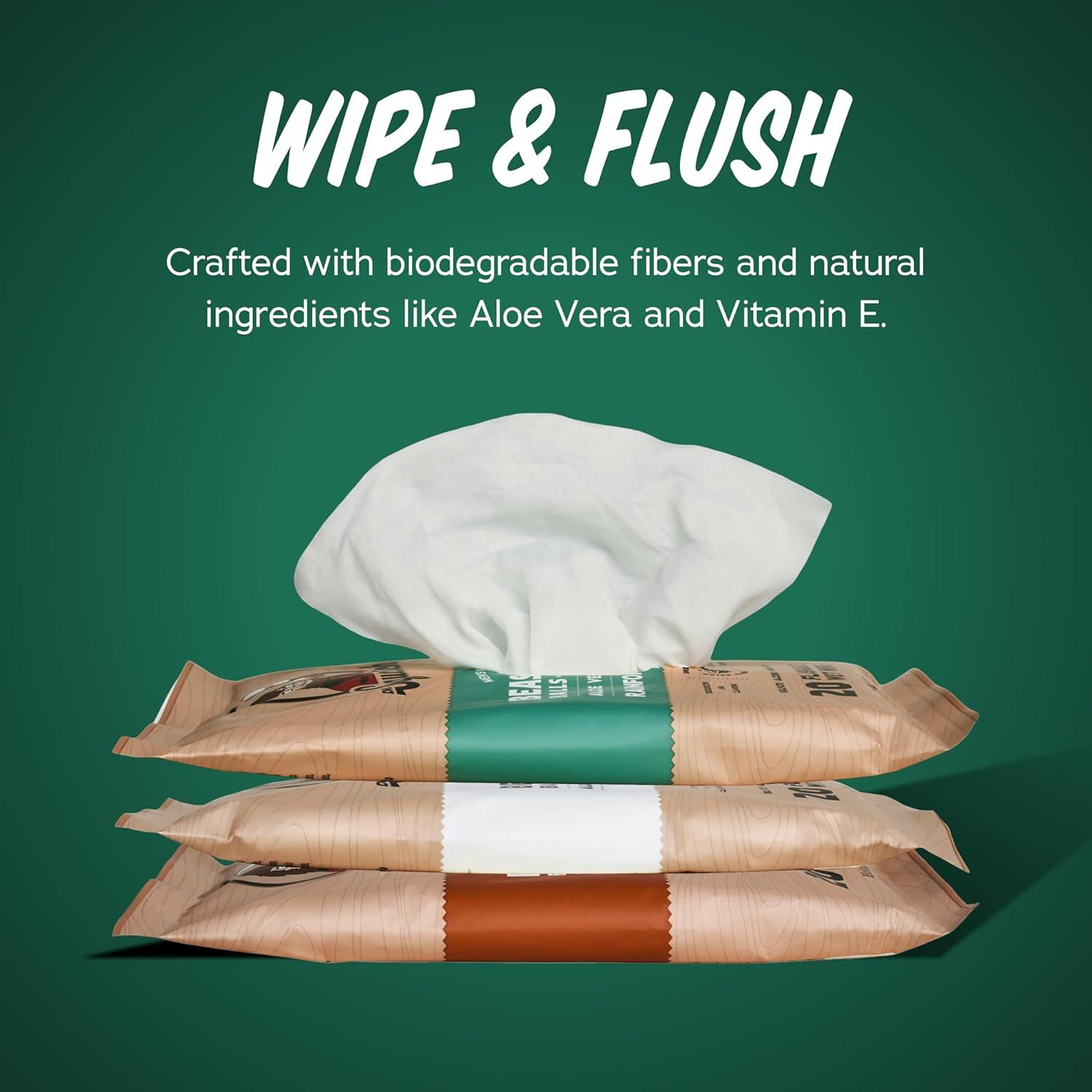 imageDr Squatch Beast Wipes Flushable Adult Wipes for Men Soothing and Refreshing 2 Pack Rainforest Rapids20 Count Pack of 2