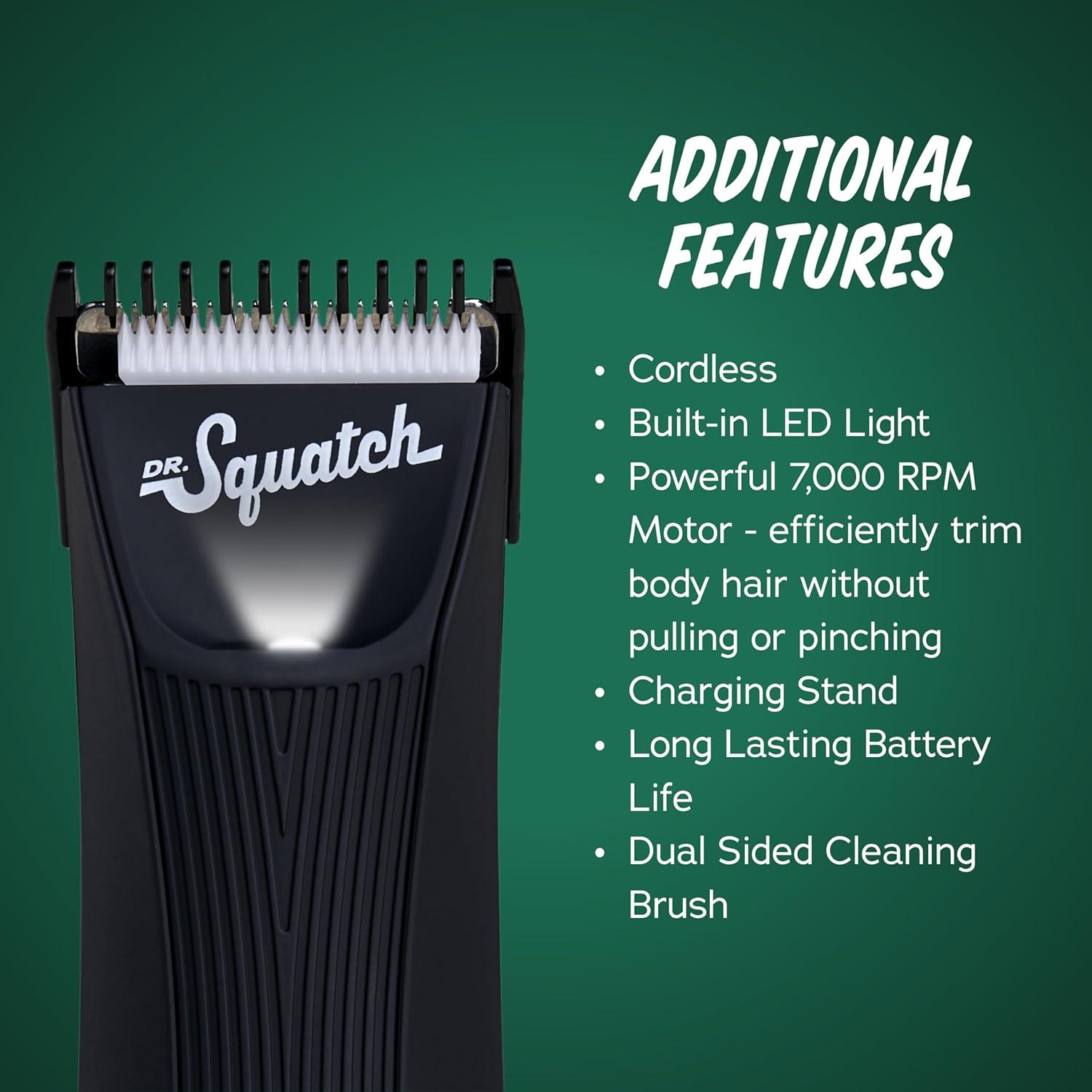 imageDr Squatch Groin Guardian Electric Trimmer with SquatchShield Technology Cordless Body Hair Trimmer with Builtin LED Light Black