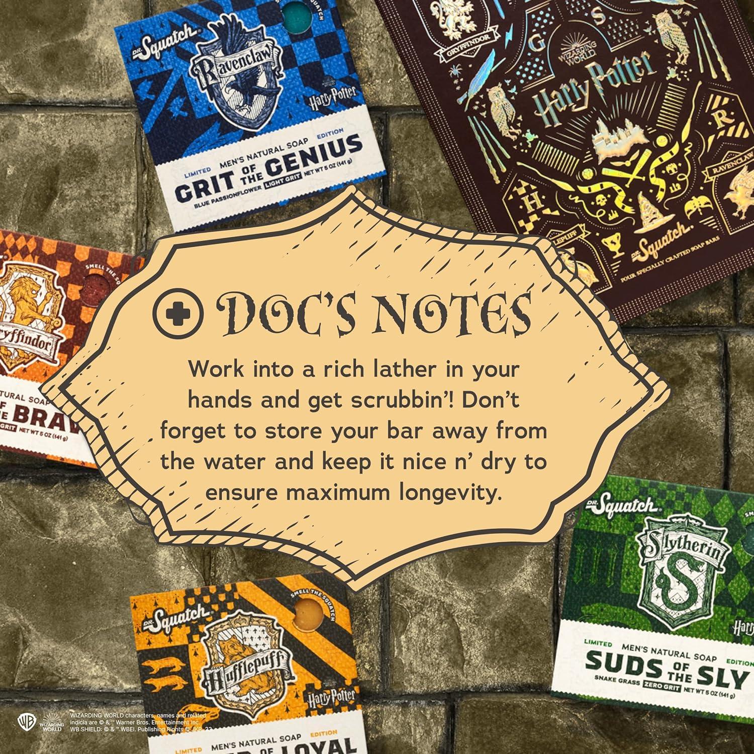 imageDr Squatch Harry Potter Collection with Collectors Box Mens Natural Bar Soap 4 Pack Bundle and Collectors Box Soap inspired by Gryffindor Slytherin Ravenclaw and Hufflepuff