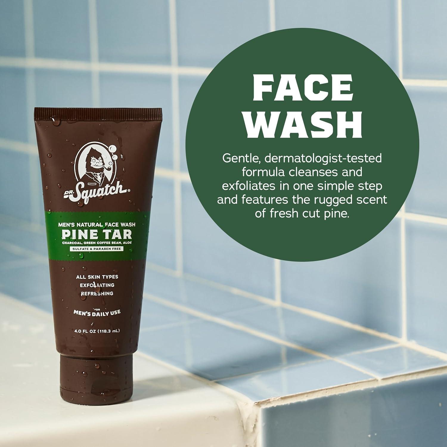 imageDr Squatch Mens Natural Face Wash and Bar Soap Bundle Pine Tar Exfoliating Face Wash made with Natural Ingredients Pine Tar Wood Barrel Bourbon and Gold Moss Bar Soap