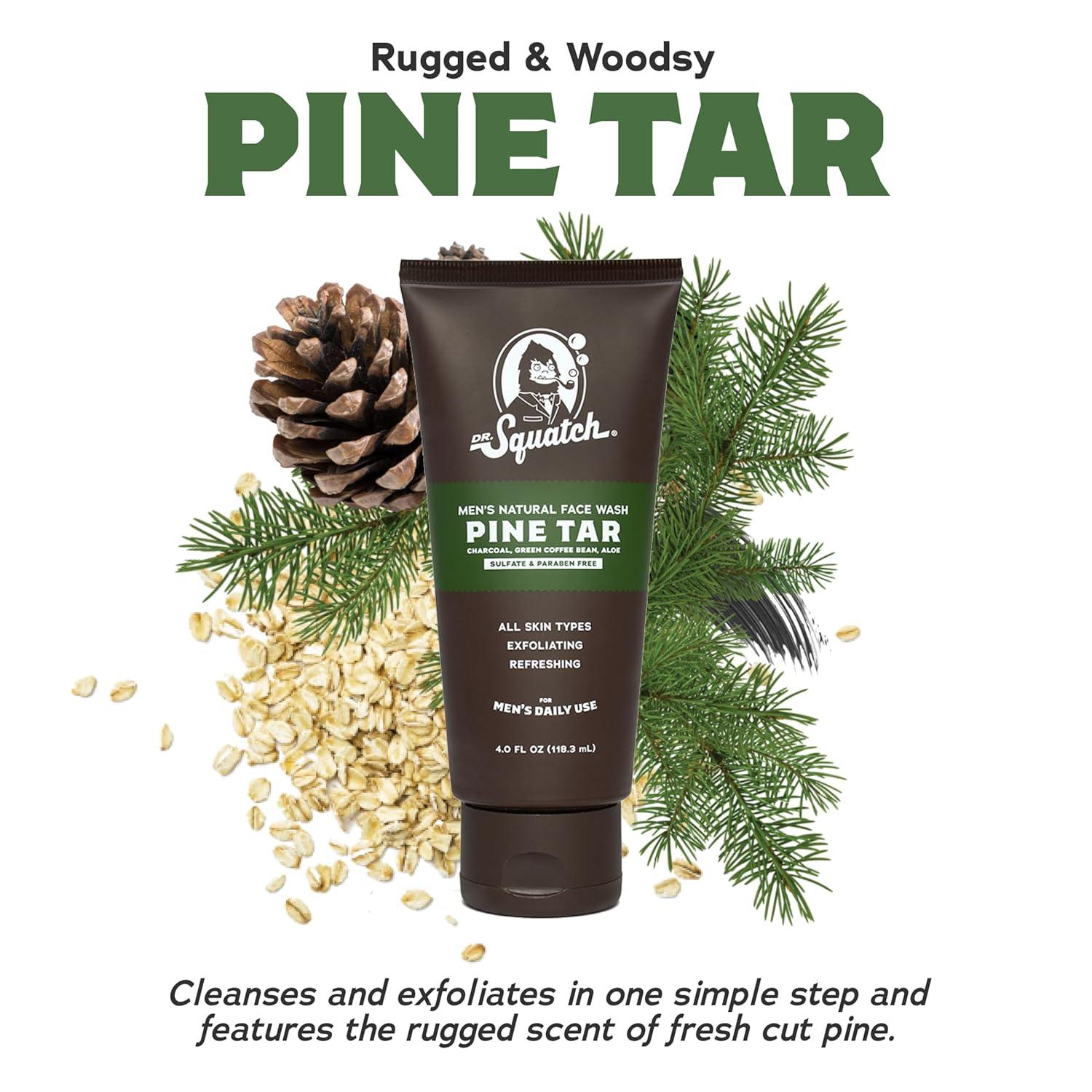 imageDr Squatch Mens Natural Face Wash and Bar Soap Bundle Pine Tar Exfoliating Face Wash made with Natural Ingredients Pine Tar Wood Barrel Bourbon and Gold Moss Bar Soap