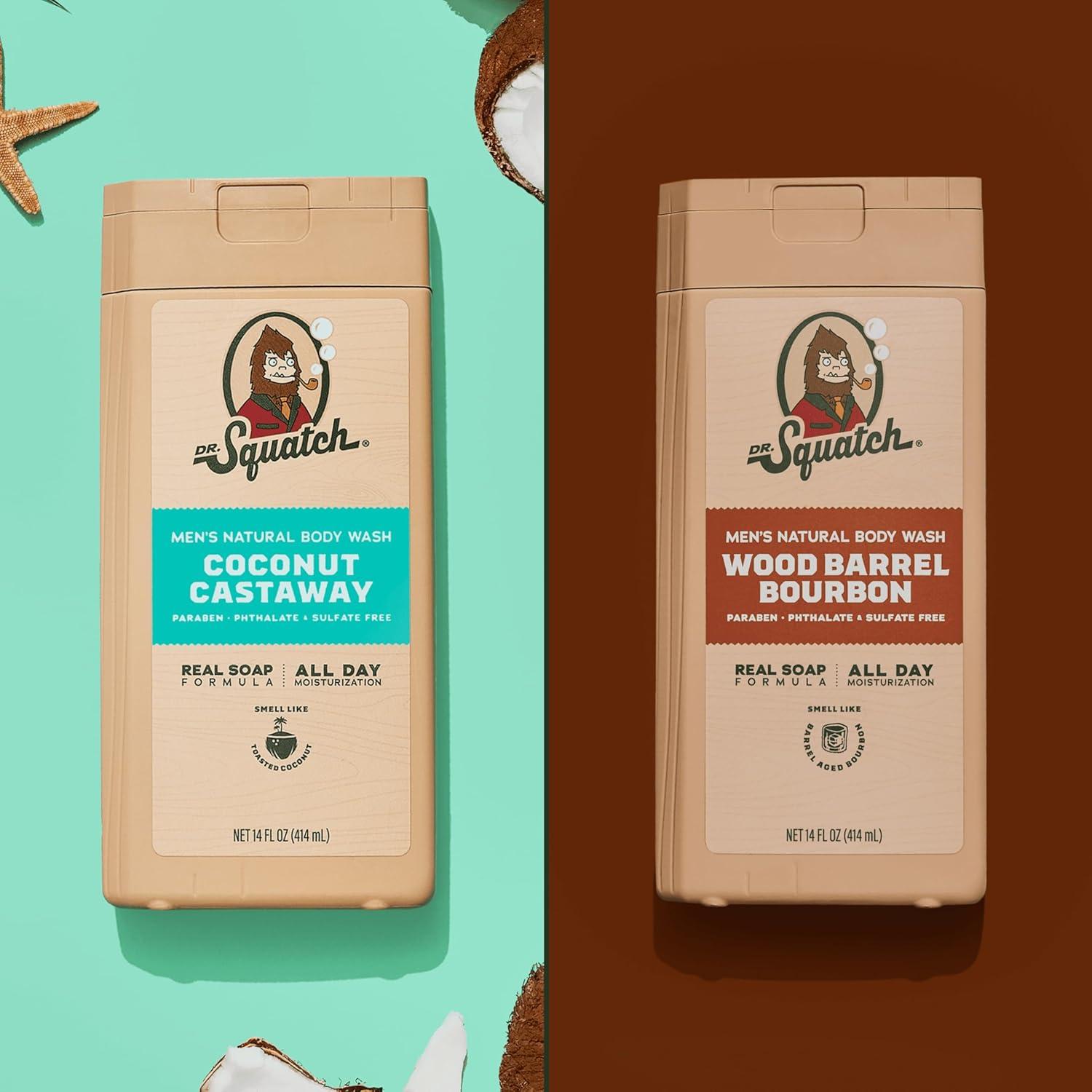 imageDr Squatch NEW Body Wash for Men with Nourishing Natural Ingredients No Paraben Phthalate Sulfate All Day Moisture Long Lasting Scent Fresh Falls ampamp Coconut Castaway 14 oz 2PackCoconut Cask