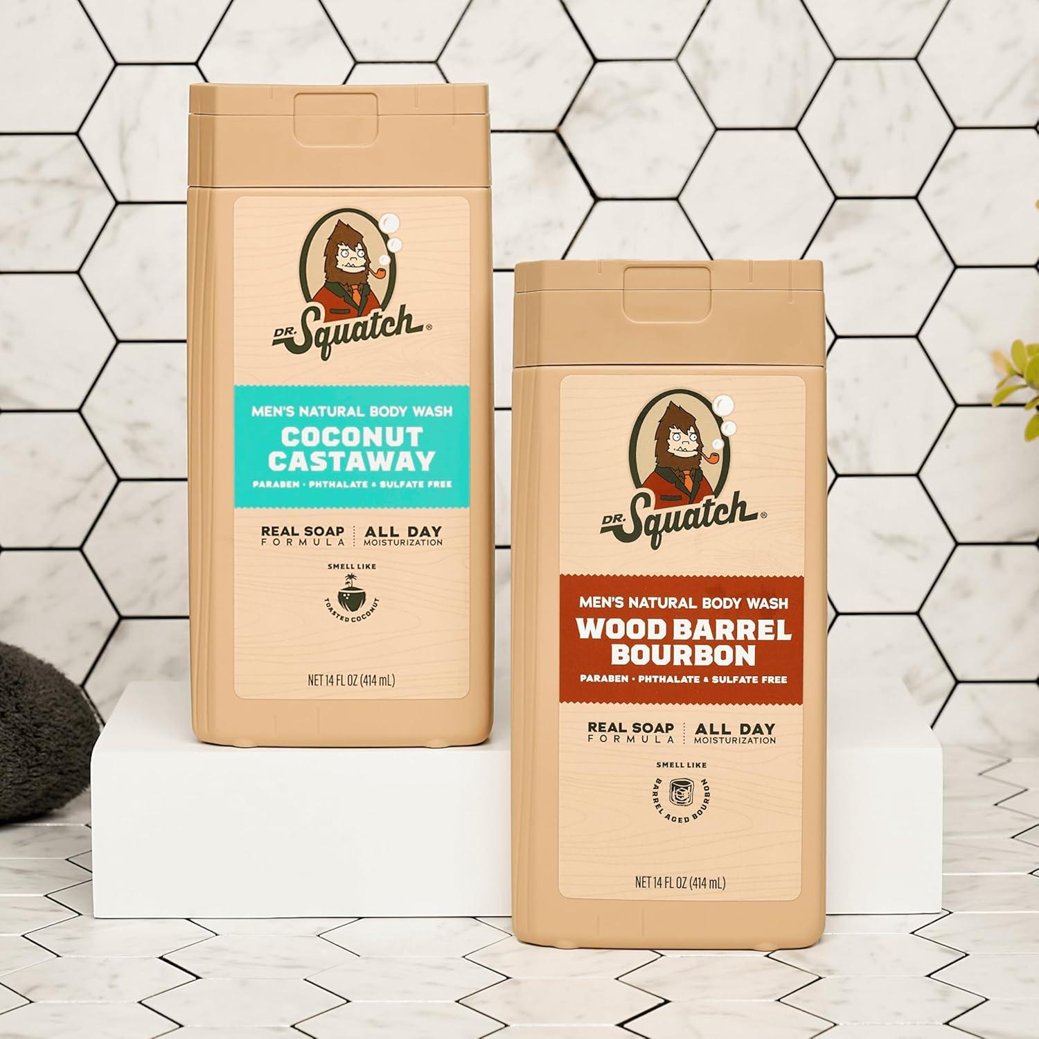 imageDr Squatch NEW Body Wash for Men with Nourishing Natural Ingredients No Paraben Phthalate Sulfate All Day Moisture Long Lasting Scent Fresh Falls ampamp Coconut Castaway 14 oz 2PackCoconut Cask