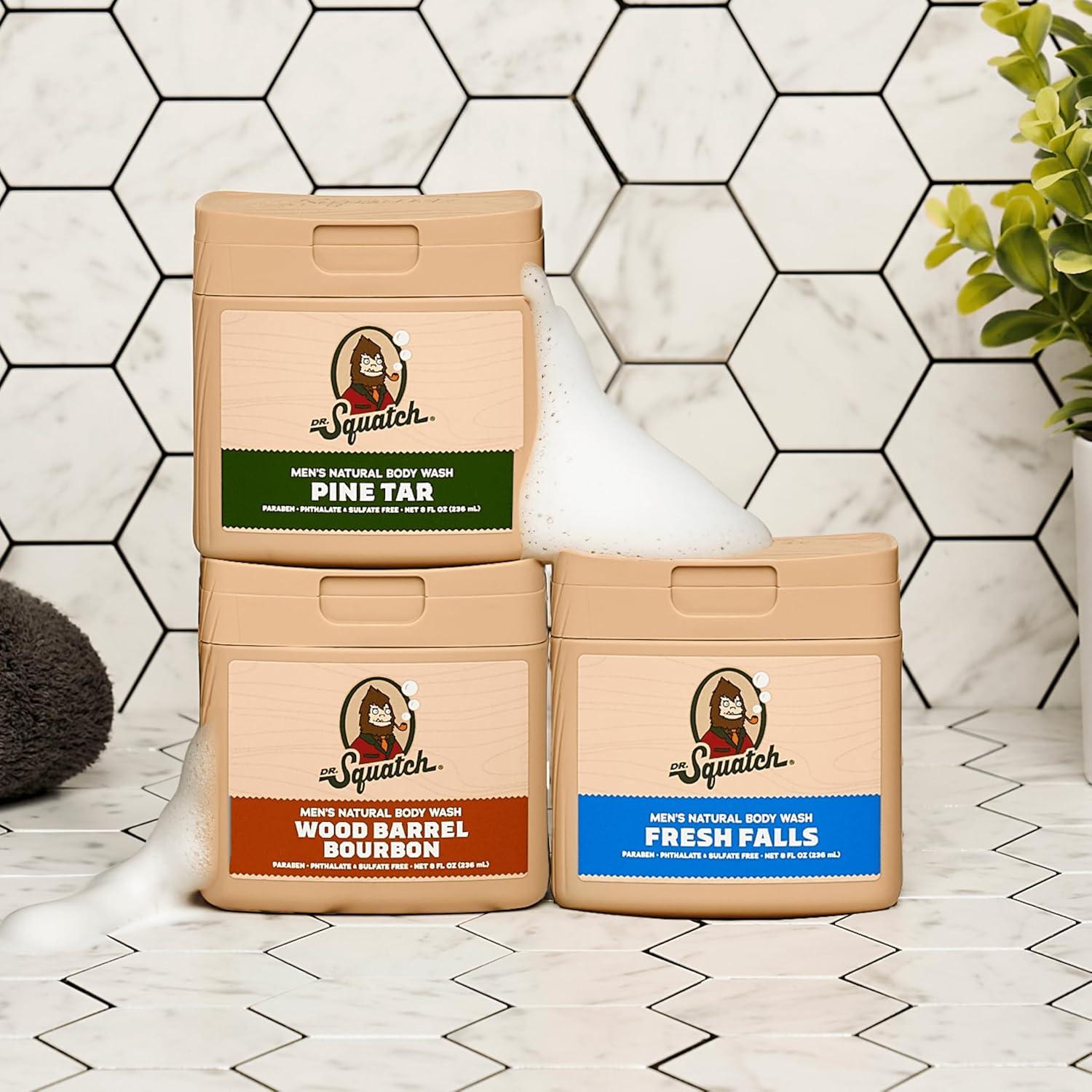 imageDr Squatch NEW Body Wash for Men with Nourishing Natural Ingredients No Paraben Phthalate Sulfate All Day Moisturization Fresh Falls Coconut Castaway ampamp Pine Tar 8 oz 3PackRustic Retreat