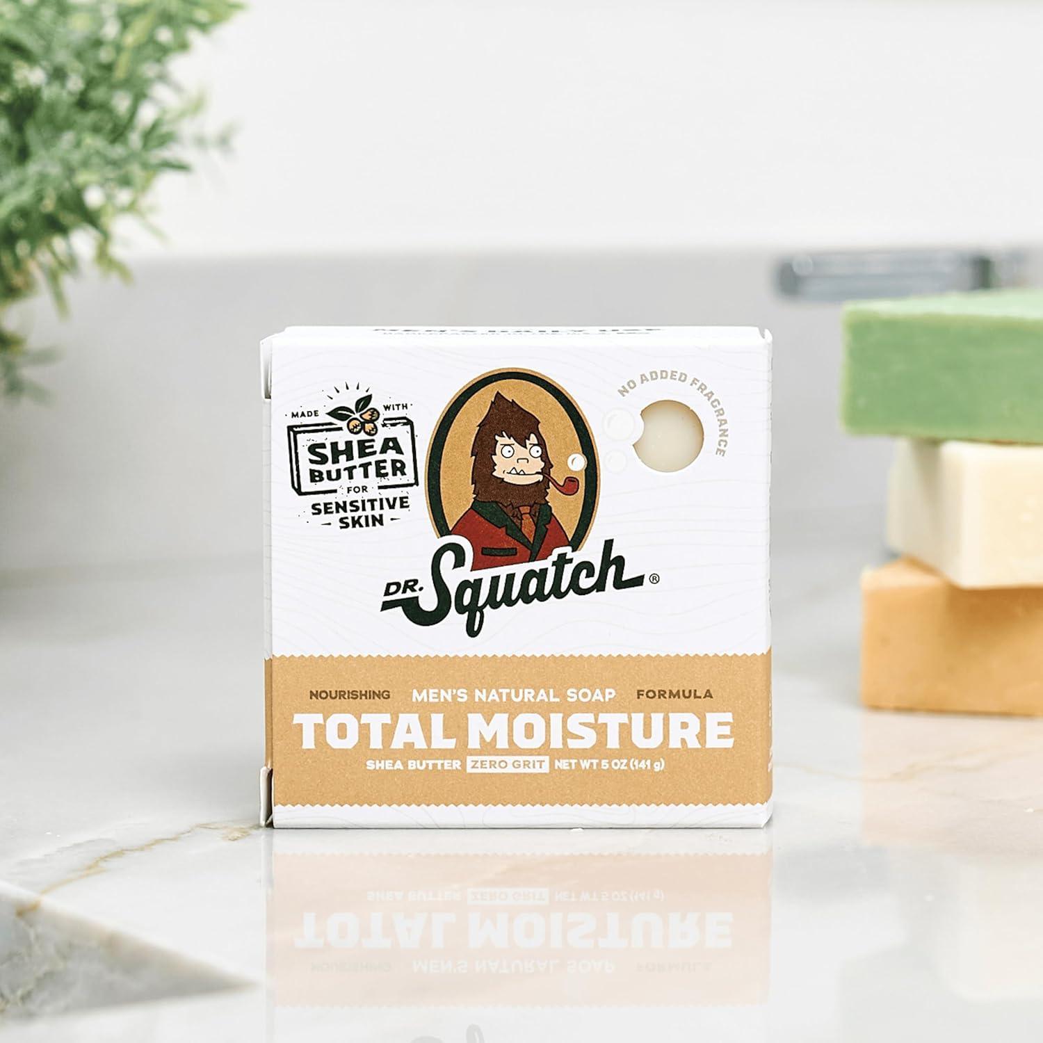 imageDr Squatch NEW Total Moisture Bar Soap for Men No Added Fragrance Formulated for Sensitive Skin Shea Butter 5 oz 3packUnscented