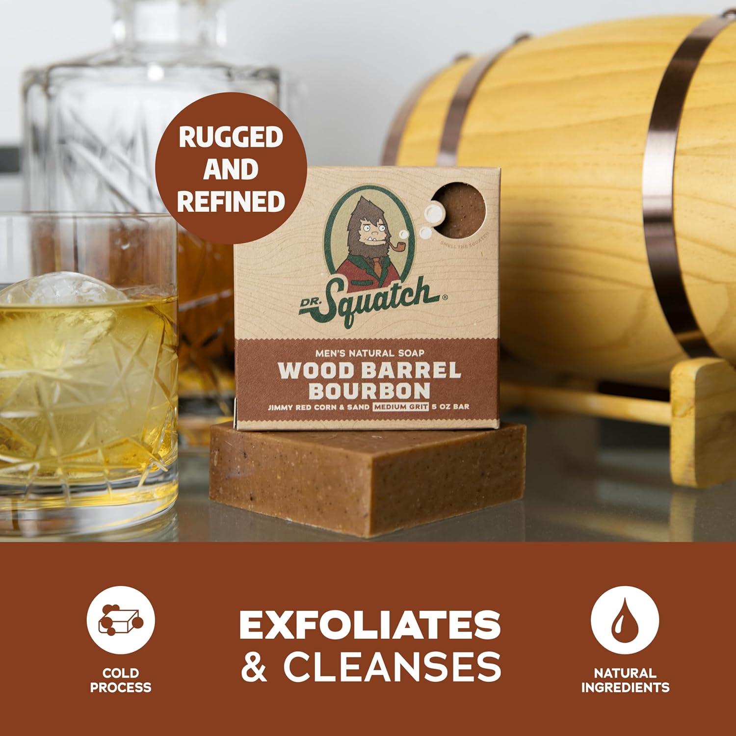 imageDr Squatch Natural Bar Soap for Men Cold Process Soap with No Harsh Chemicals Coastal Mist 5 oz 3PackWood Barrel Bourbon