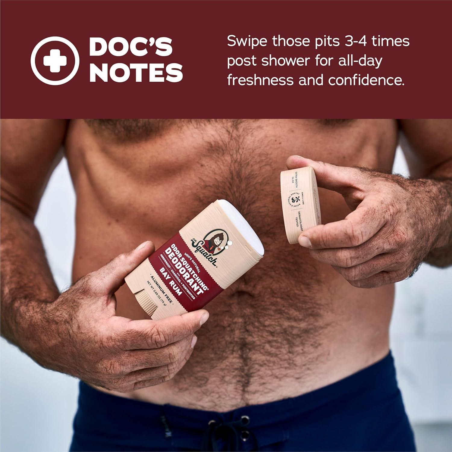 imageDr Squatch Natural Deodorant for Men OdorSquatching Aluminum Free Fresh Falls 265 oz 3PackBay Rum