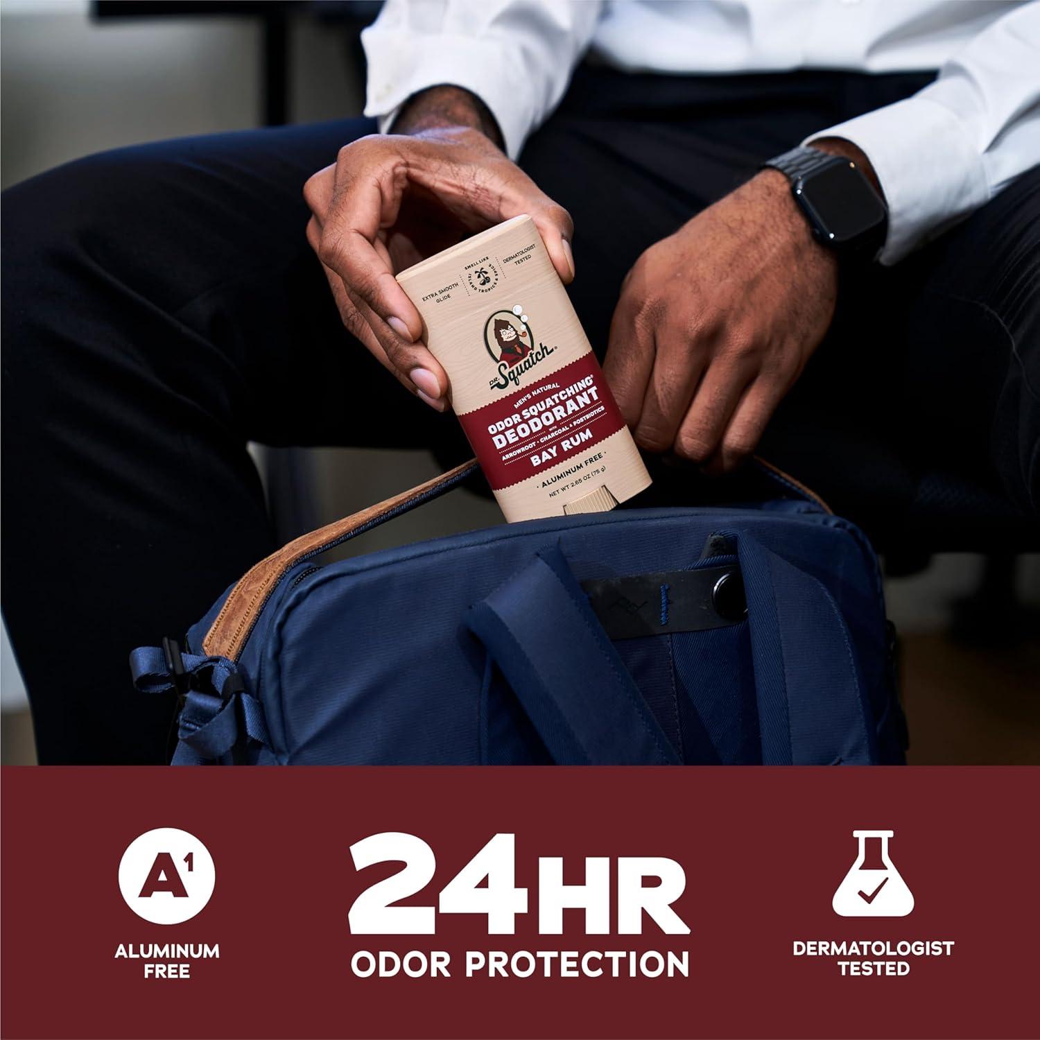 imageDr Squatch Natural Deodorant for Men OdorSquatching Aluminum Free Fresh Falls 265 oz 3PackBay Rum