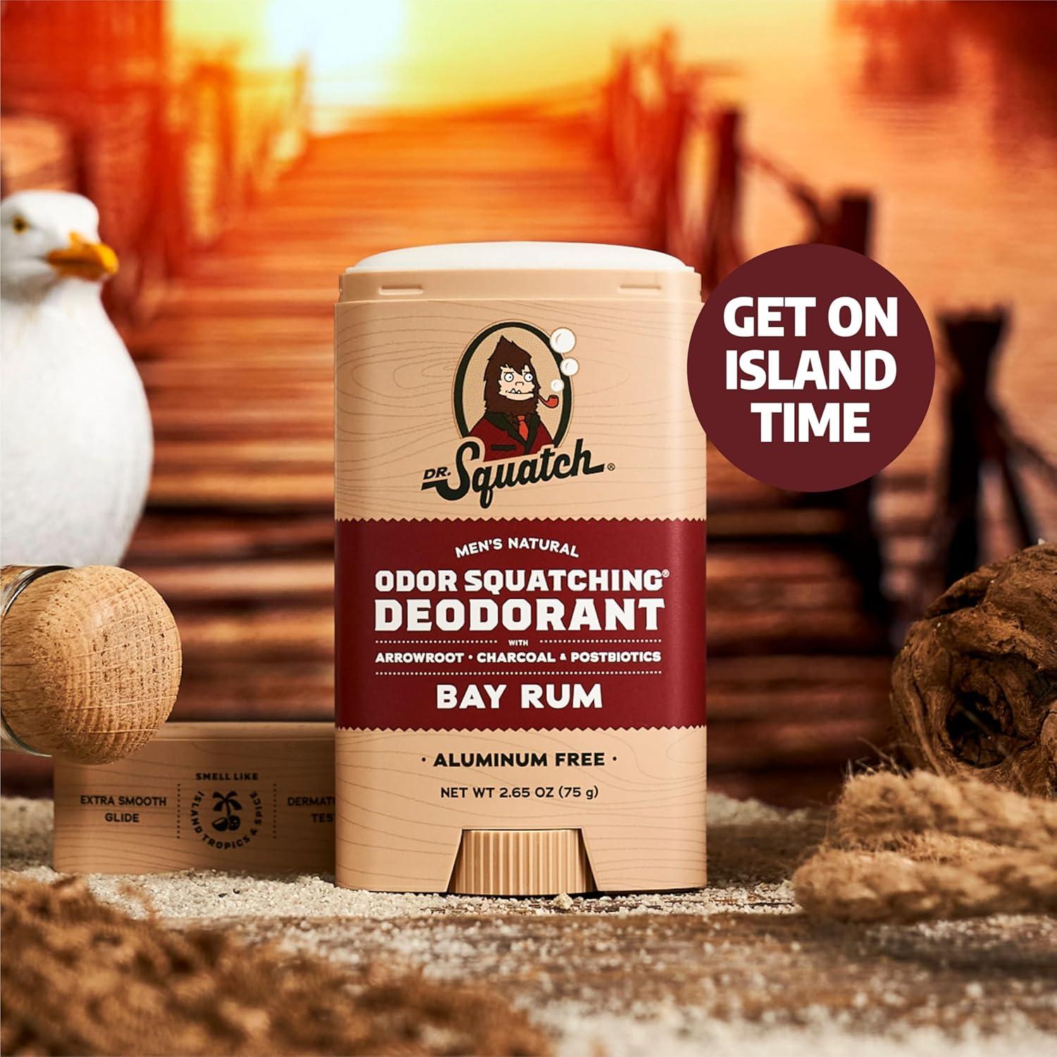 imageDr Squatch Natural Deodorant for Men OdorSquatching Aluminum Free Fresh Falls 265 oz 3PackBay Rum