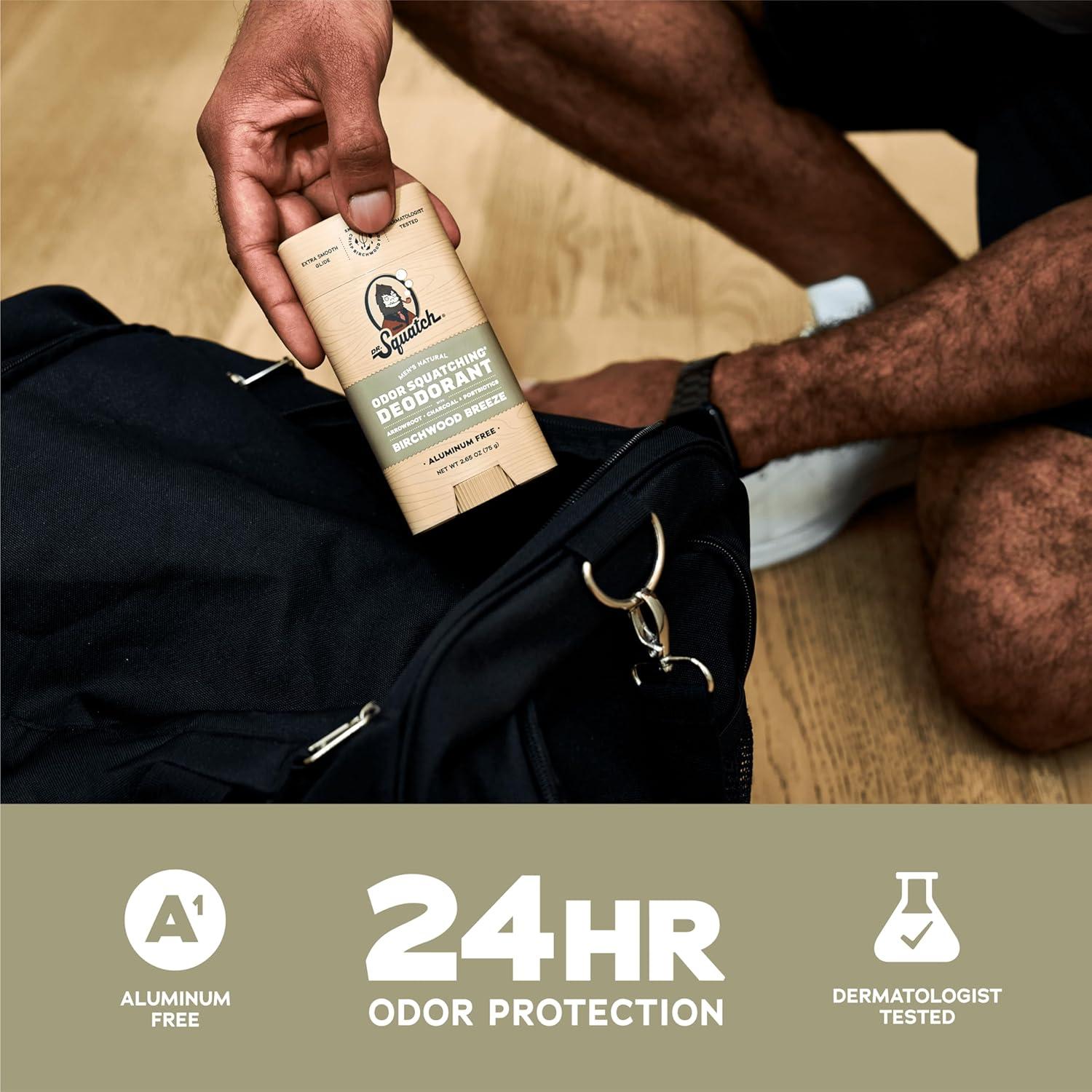 imageDr Squatch Natural Deodorant for Men OdorSquatching Aluminum Free Fresh Falls 265 oz 3PackBirchwood Breeze