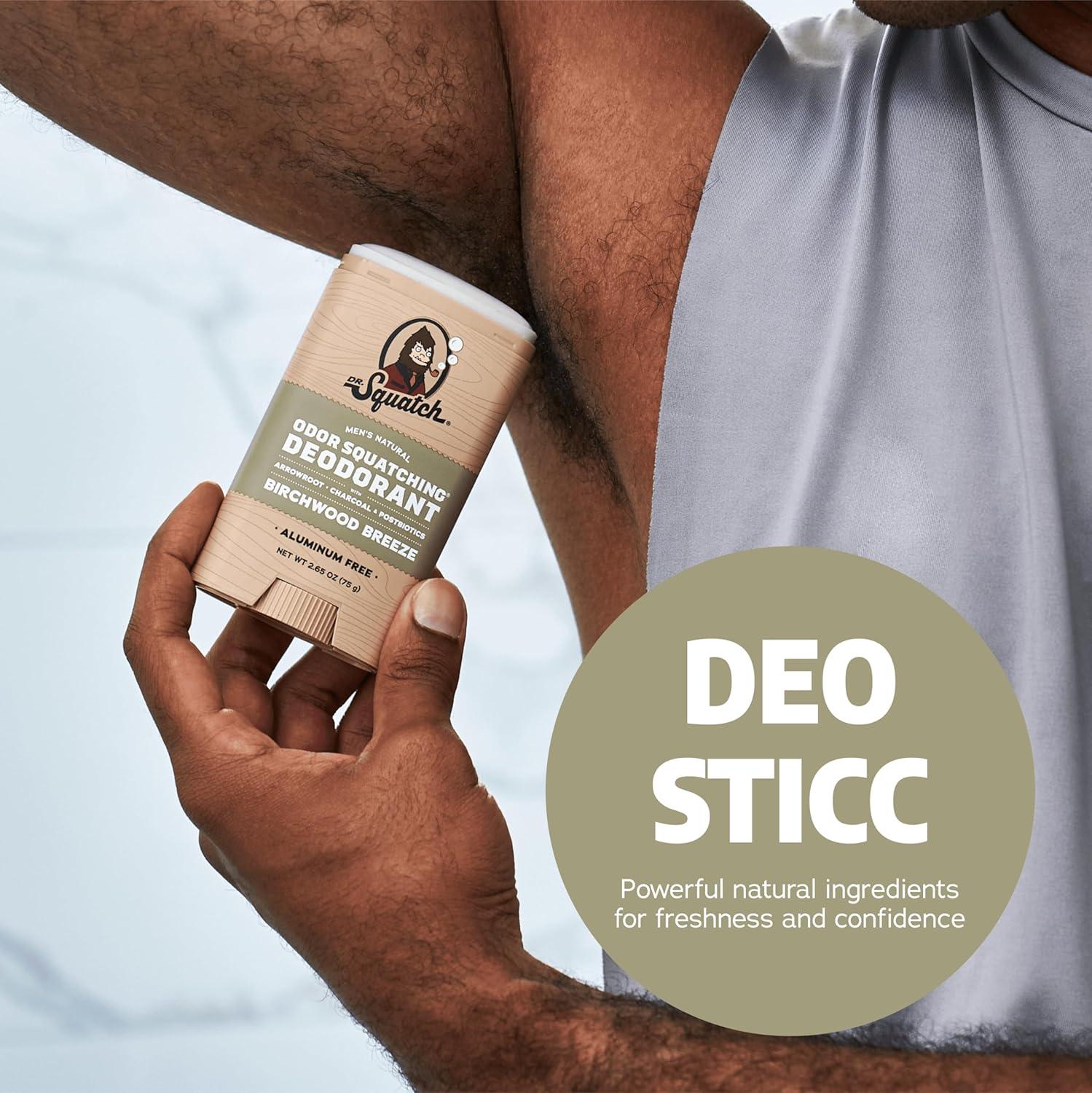 imageDr Squatch Natural Deodorant for Men OdorSquatching Aluminum Free Fresh Falls 265 oz 3PackBirchwood Breeze