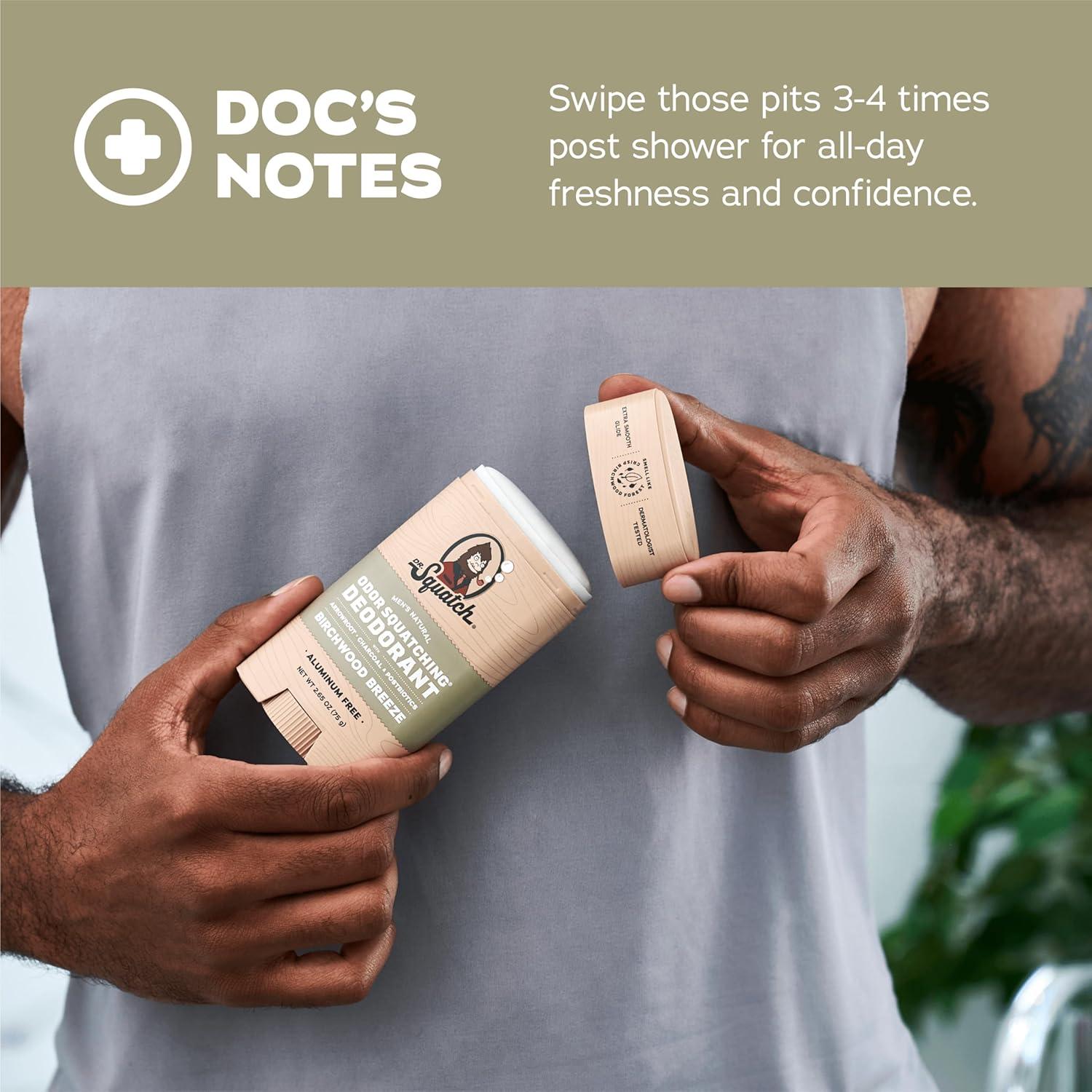 imageDr Squatch Natural Deodorant for Men OdorSquatching Aluminum Free Fresh Falls 265 oz 3PackBirchwood Breeze