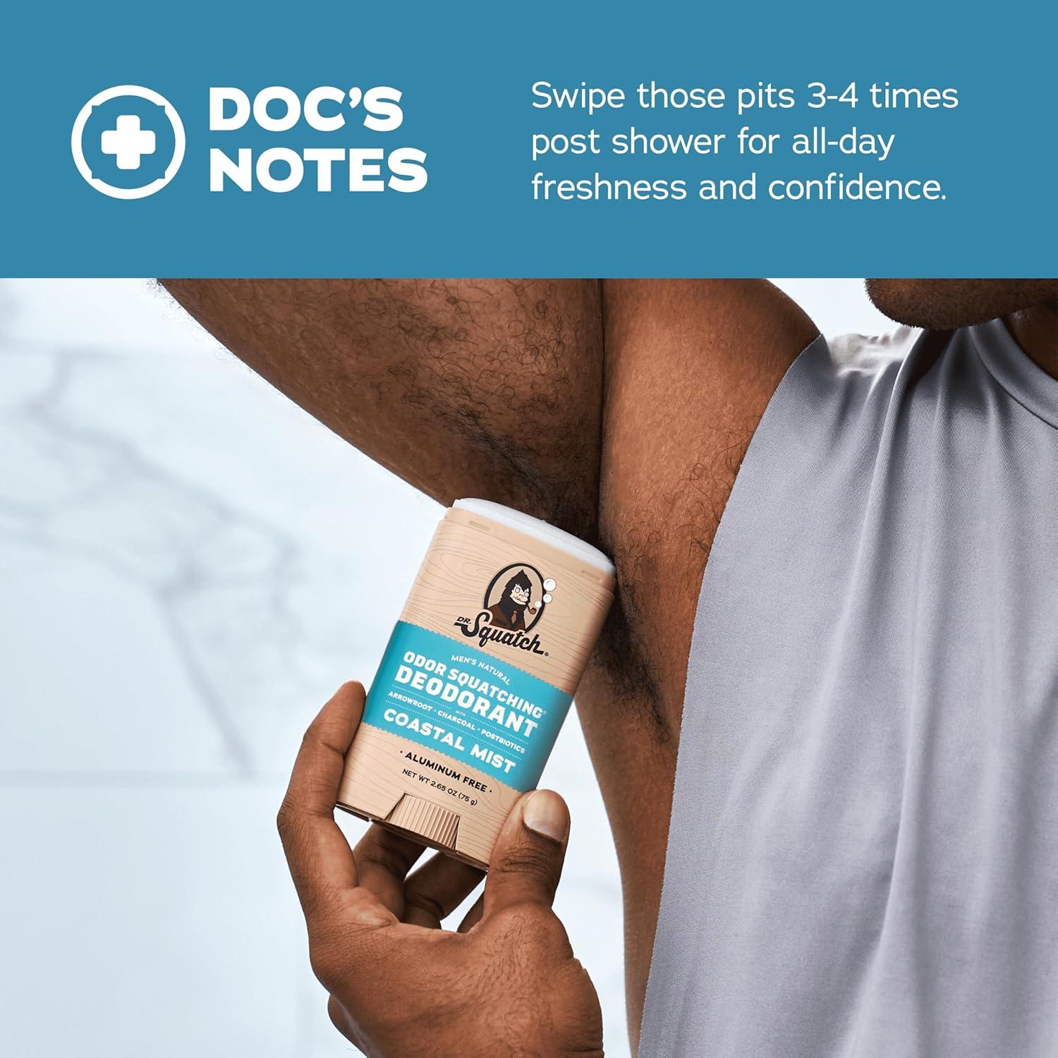 imageDr Squatch Natural Deodorant for Men OdorSquatching Aluminum Free Fresh Falls 265 oz 3PackCoastal Mist