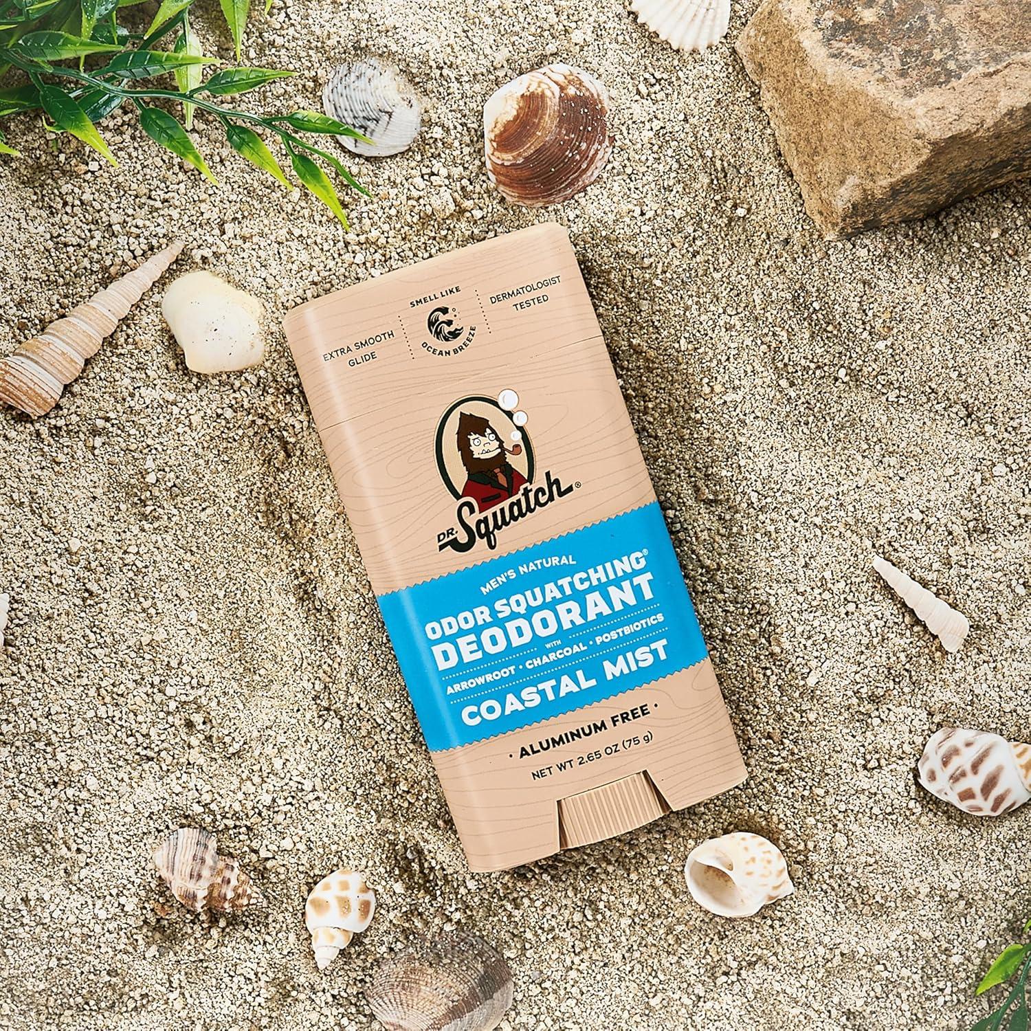 imageDr Squatch Natural Deodorant for Men OdorSquatching Aluminum Free Fresh Falls 265 oz 3PackCoastal Mist