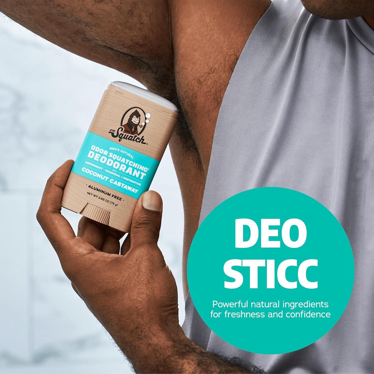 imageDr Squatch Natural Deodorant for Men OdorSquatching Aluminum Free Fresh Falls 265 oz 3PackCoconut Castaway