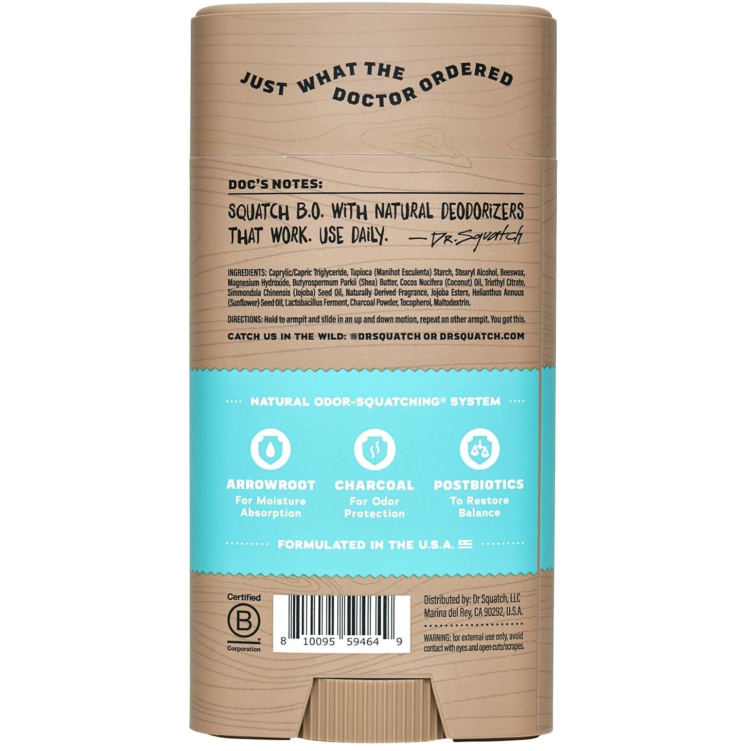 imageDr Squatch Natural Deodorant for Men OdorSquatching Aluminum Free Fresh Falls 265 oz 3PackCoconut Castaway