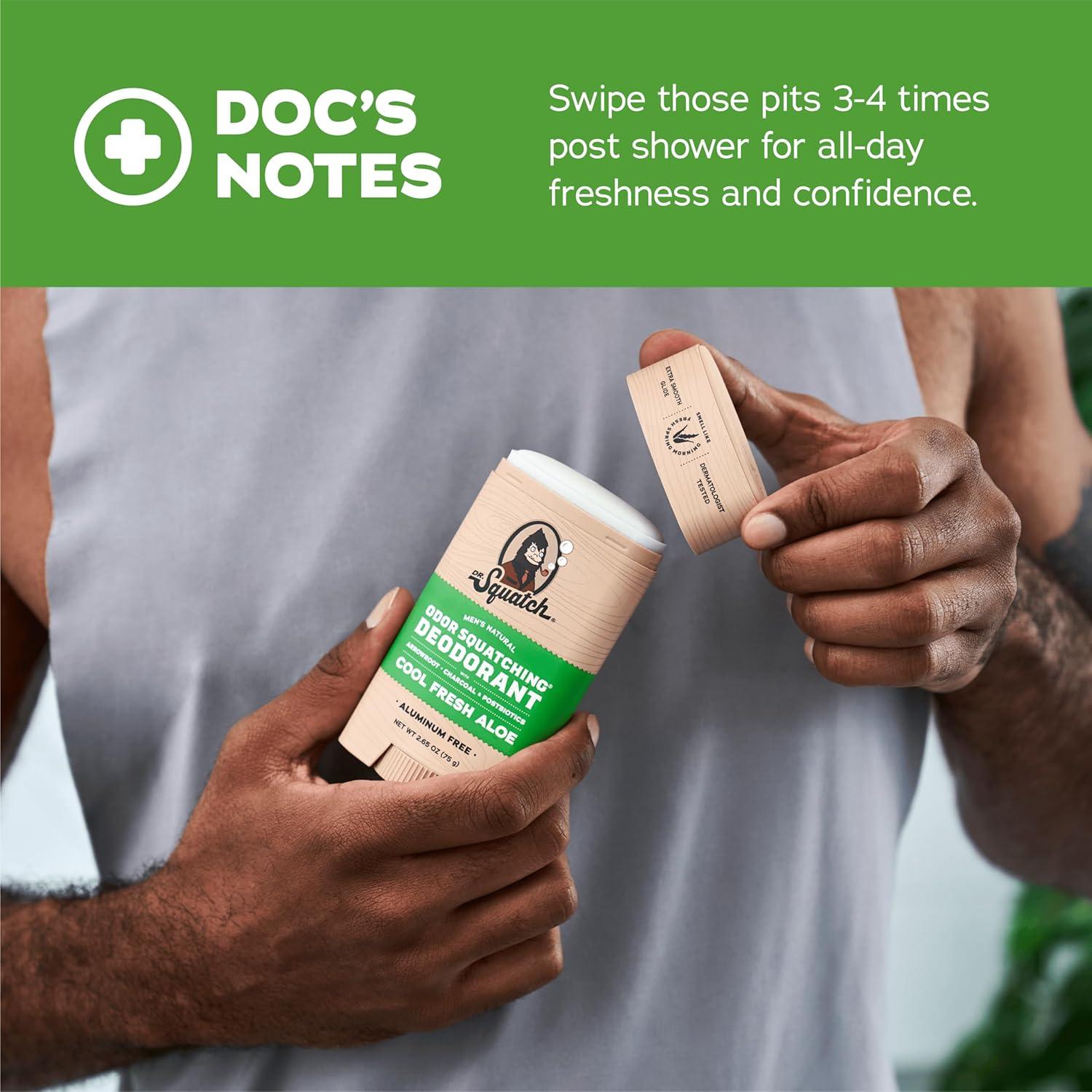 imageDr Squatch Natural Deodorant for Men OdorSquatching Aluminum Free Fresh Falls 265 oz 3PackCool Aloe Fresh