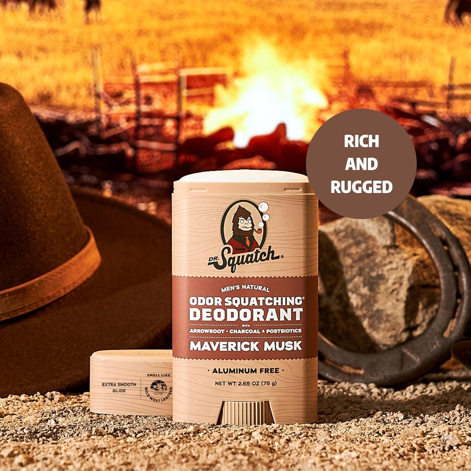 imageDr Squatch Natural Deodorant for Men OdorSquatching Aluminum Free Fresh Falls 265 oz 3PackMaverick Musk