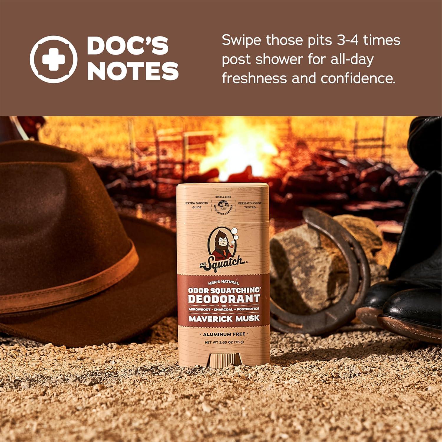 imageDr Squatch Natural Deodorant for Men OdorSquatching Aluminum Free Fresh Falls 265 oz 3PackMaverick Musk