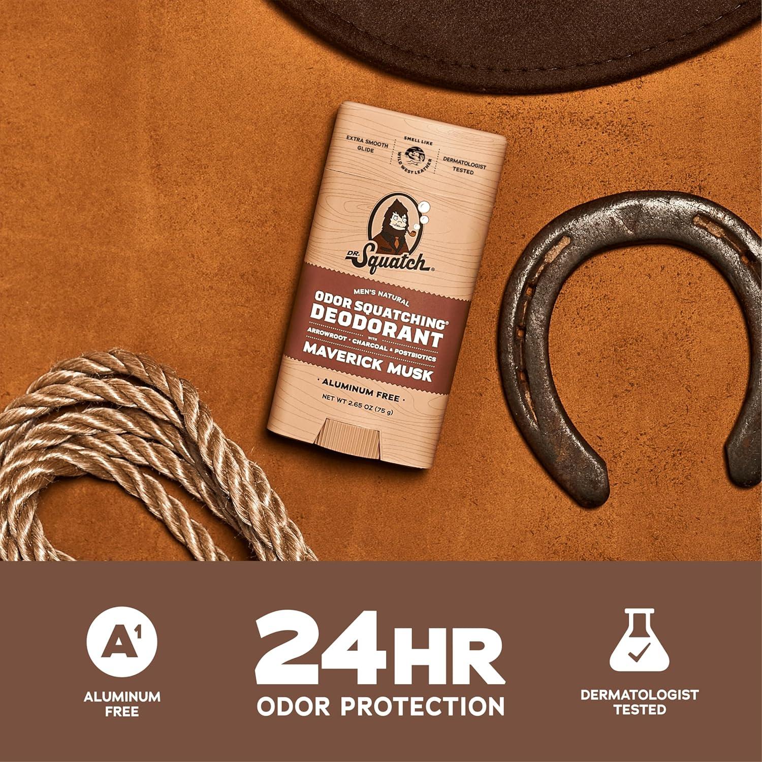 imageDr Squatch Natural Deodorant for Men OdorSquatching Aluminum Free Fresh Falls 265 oz 3PackMaverick Musk