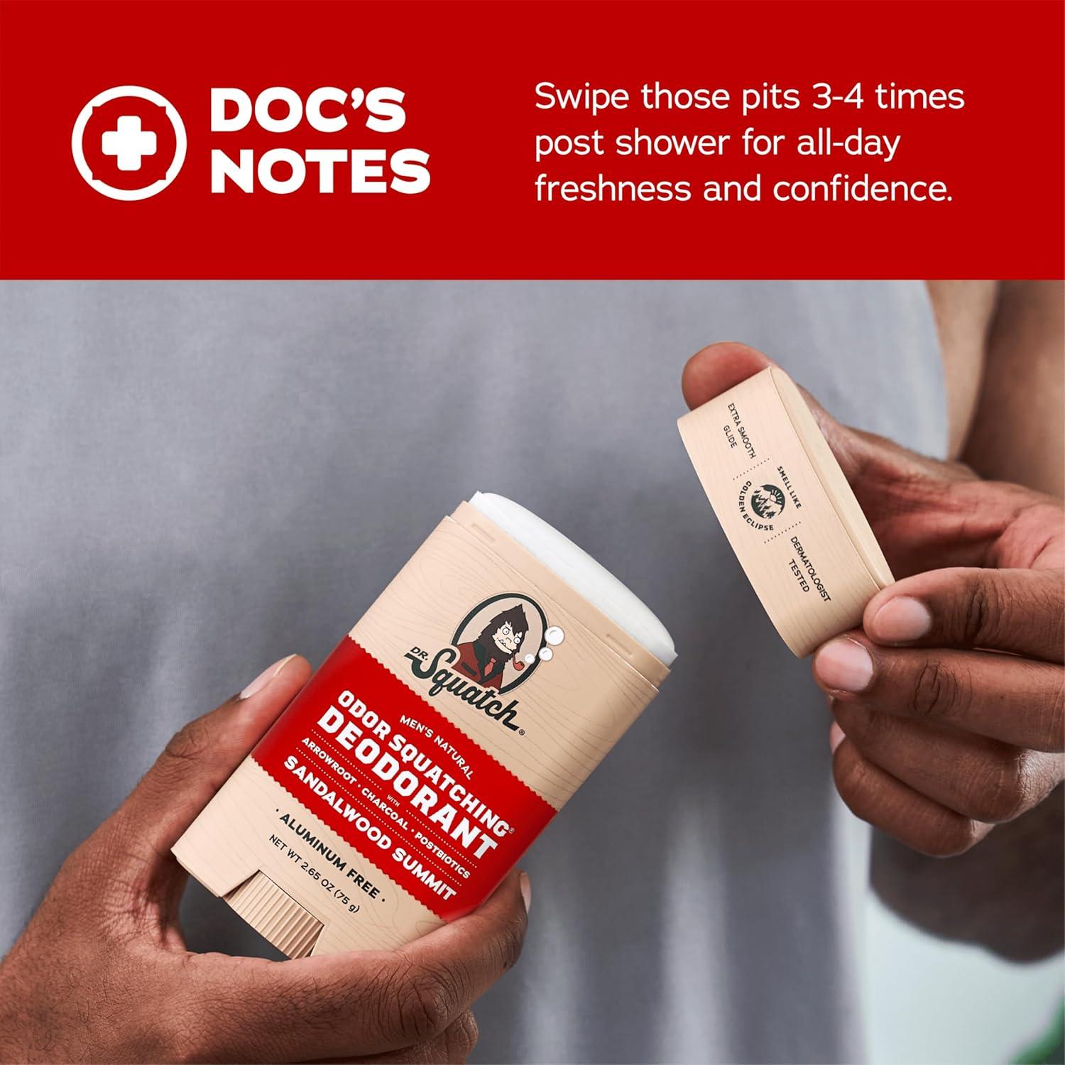 imageDr Squatch Natural Deodorant for Men OdorSquatching Aluminum Free Fresh Falls 265 oz 3PackSandalwood Summit