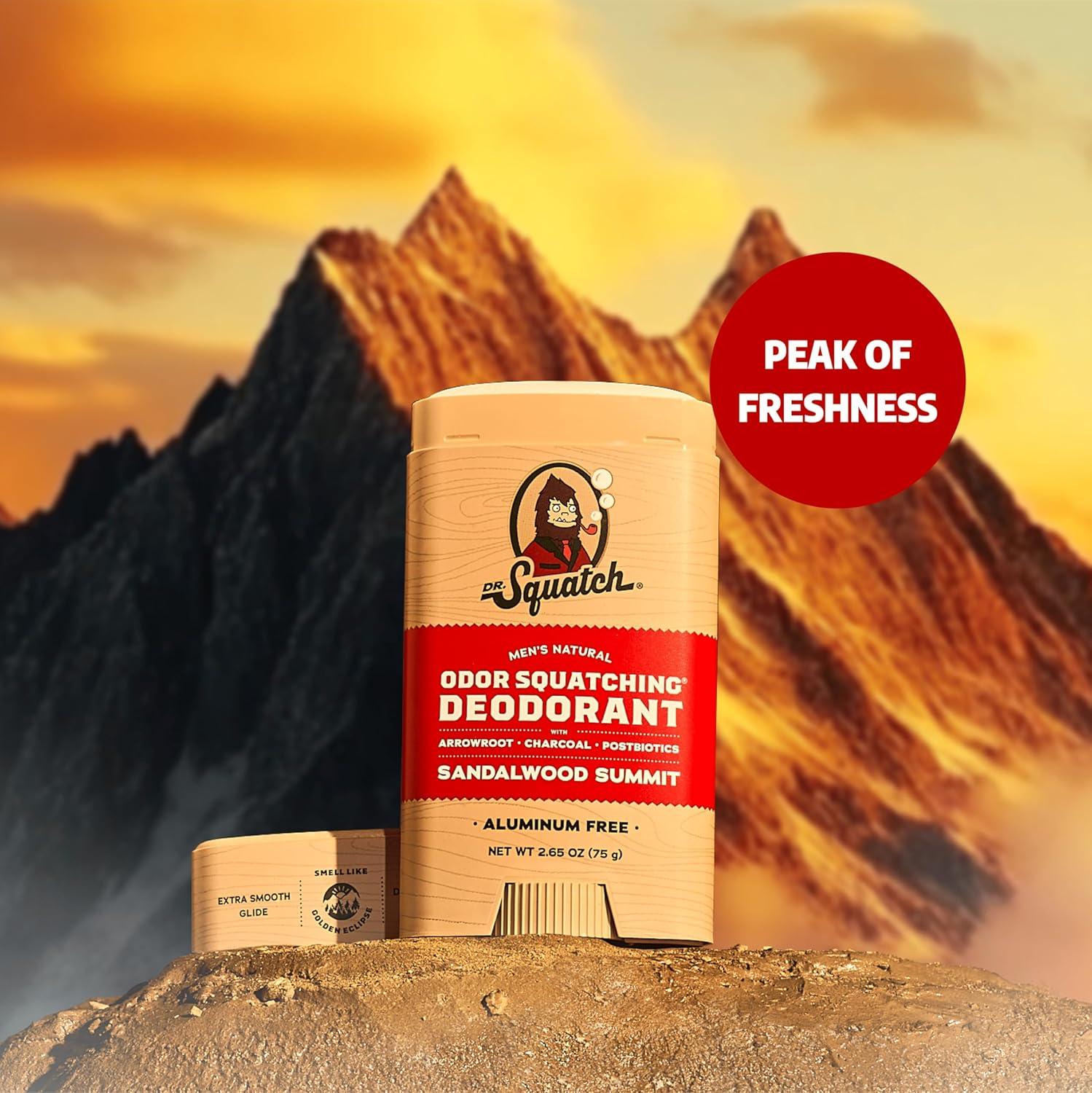 imageDr Squatch Natural Deodorant for Men OdorSquatching Aluminum Free Fresh Falls 265 oz 3PackSandalwood Summit