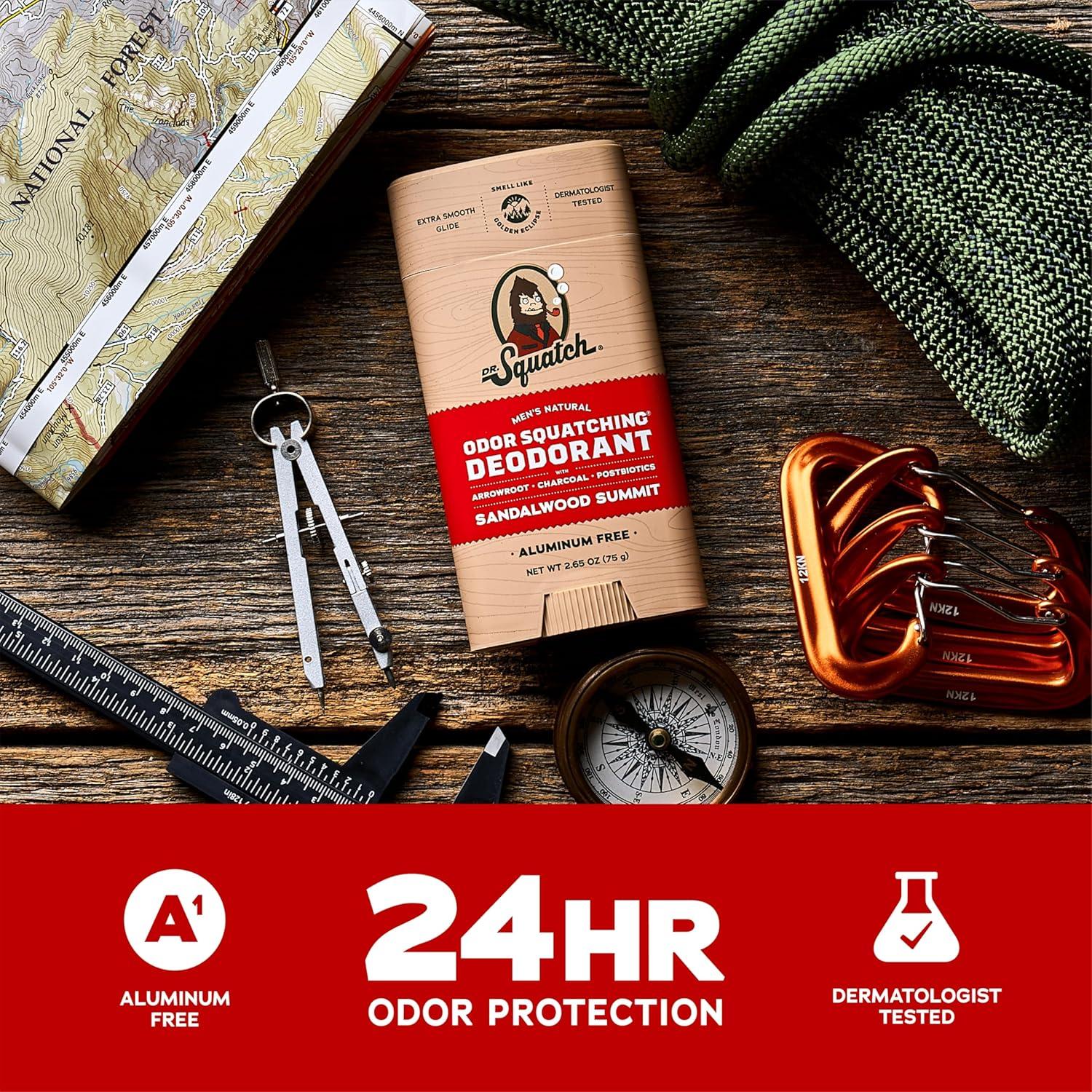 imageDr Squatch Natural Deodorant for Men OdorSquatching Aluminum Free Fresh Falls 265 oz 3PackSandalwood Summit