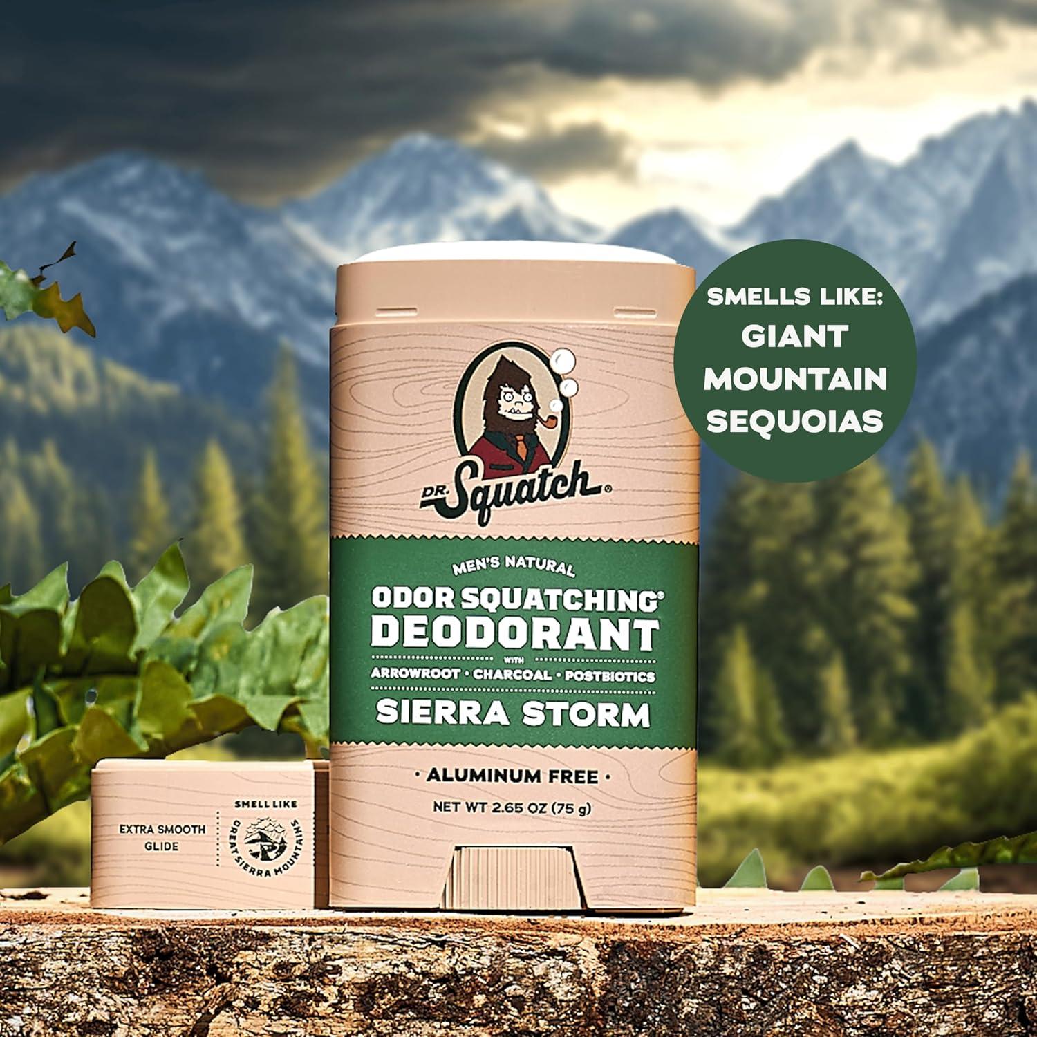imageDr Squatch Natural Deodorant for Men OdorSquatching Aluminum Free Fresh Falls 265 oz 3PackSierra Storm