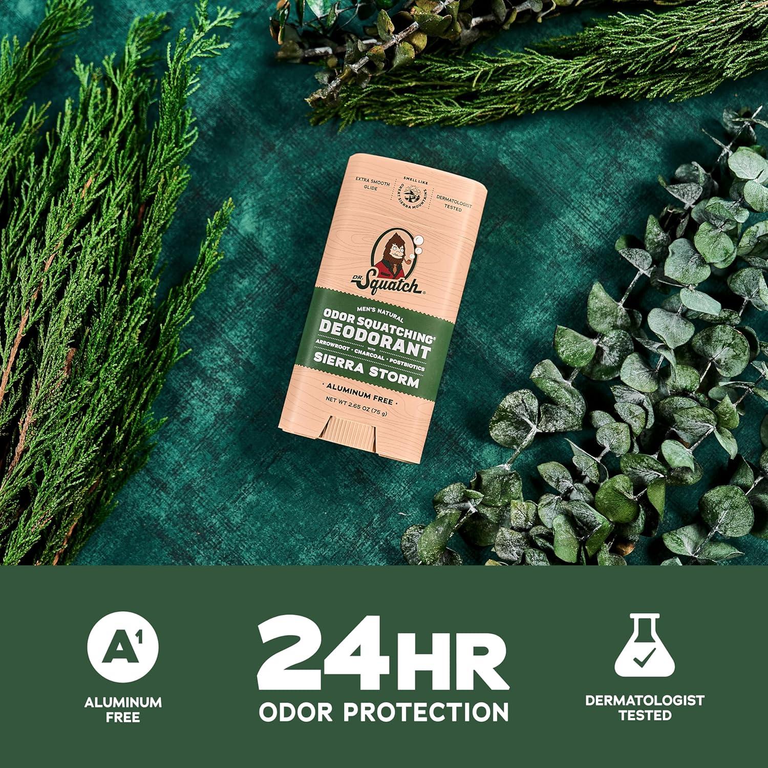 imageDr Squatch Natural Deodorant for Men OdorSquatching Aluminum Free Fresh Falls 265 oz 3PackSierra Storm