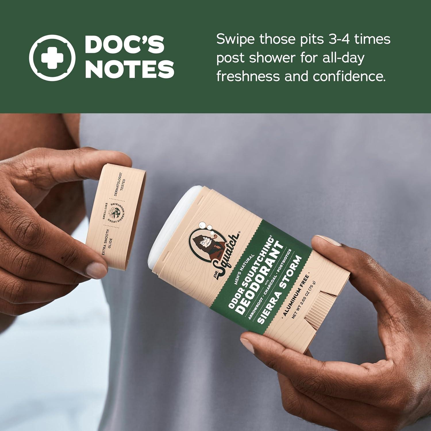 imageDr Squatch Natural Deodorant for Men OdorSquatching Aluminum Free Fresh Falls 265 oz 3PackSierra Storm