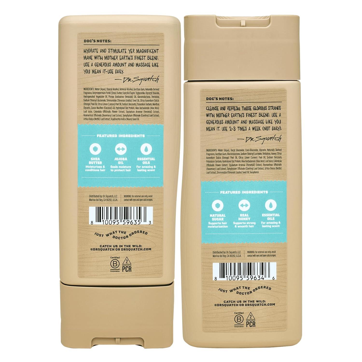 imageDr Squatch Natural Hair Bundle for Men Healthy Full Looking Hair Fresh Falls Shampoo 11 fl oz Fresh Falls Conditioner 11 fl ozCoconut Castaway