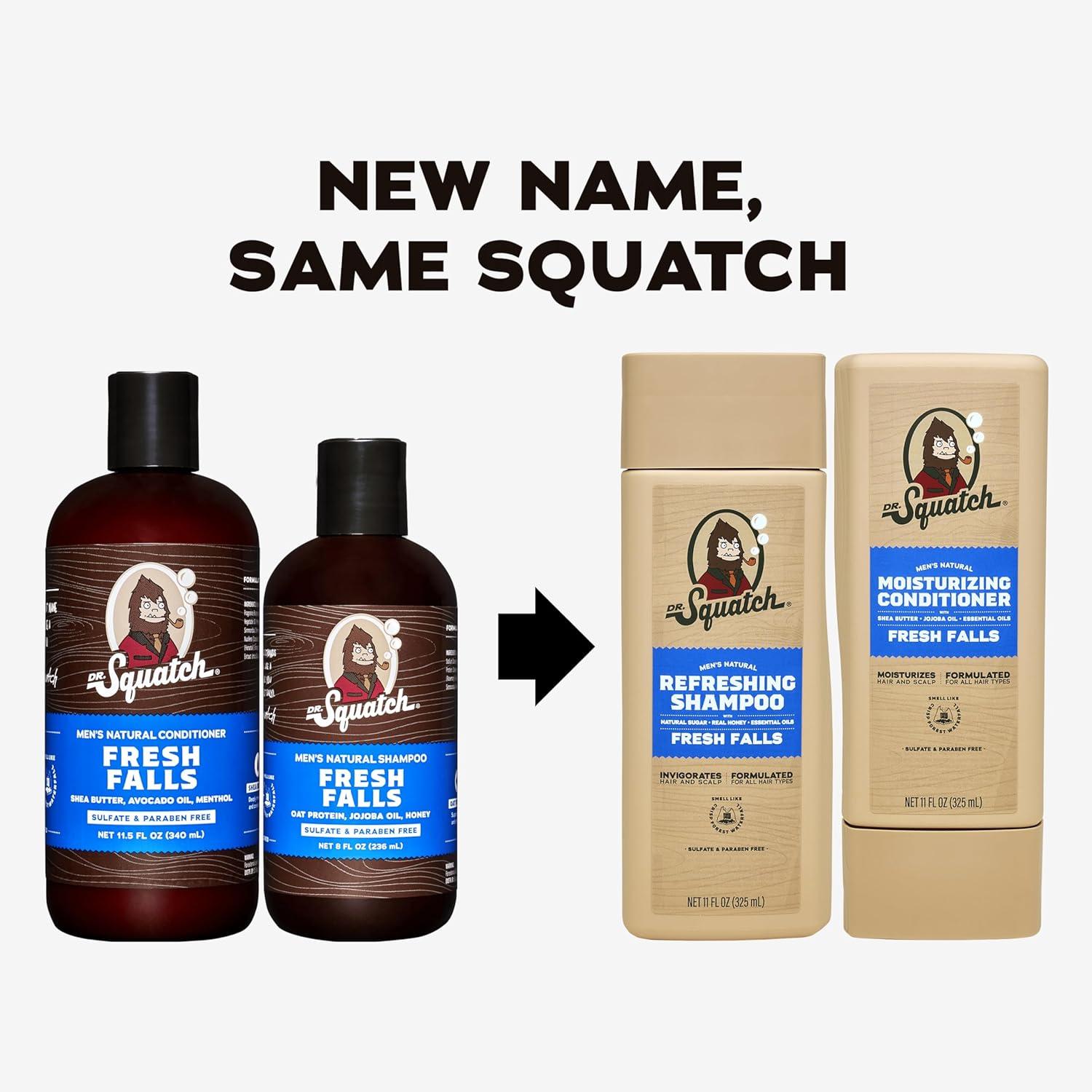imageDr Squatch Natural Hair Bundle for Men Healthy Full Looking Hair Fresh Falls Shampoo 11 fl oz Fresh Falls Conditioner 11 fl ozFresh Falls