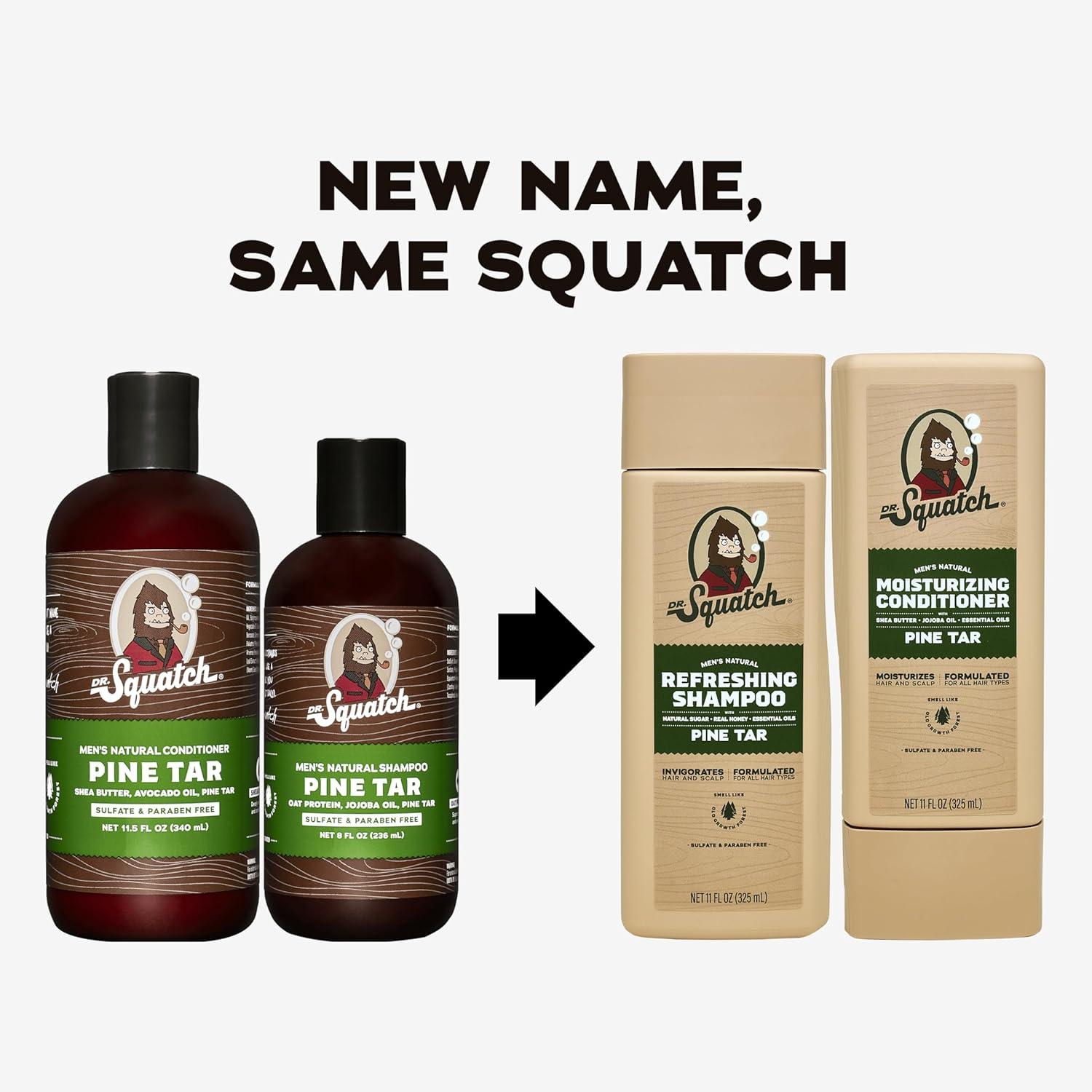imageDr Squatch Natural Hair Bundle for Men Healthy Full Looking Hair Fresh Falls Shampoo 11 fl oz Fresh Falls Conditioner 11 fl ozPine Tar Updated Packaging