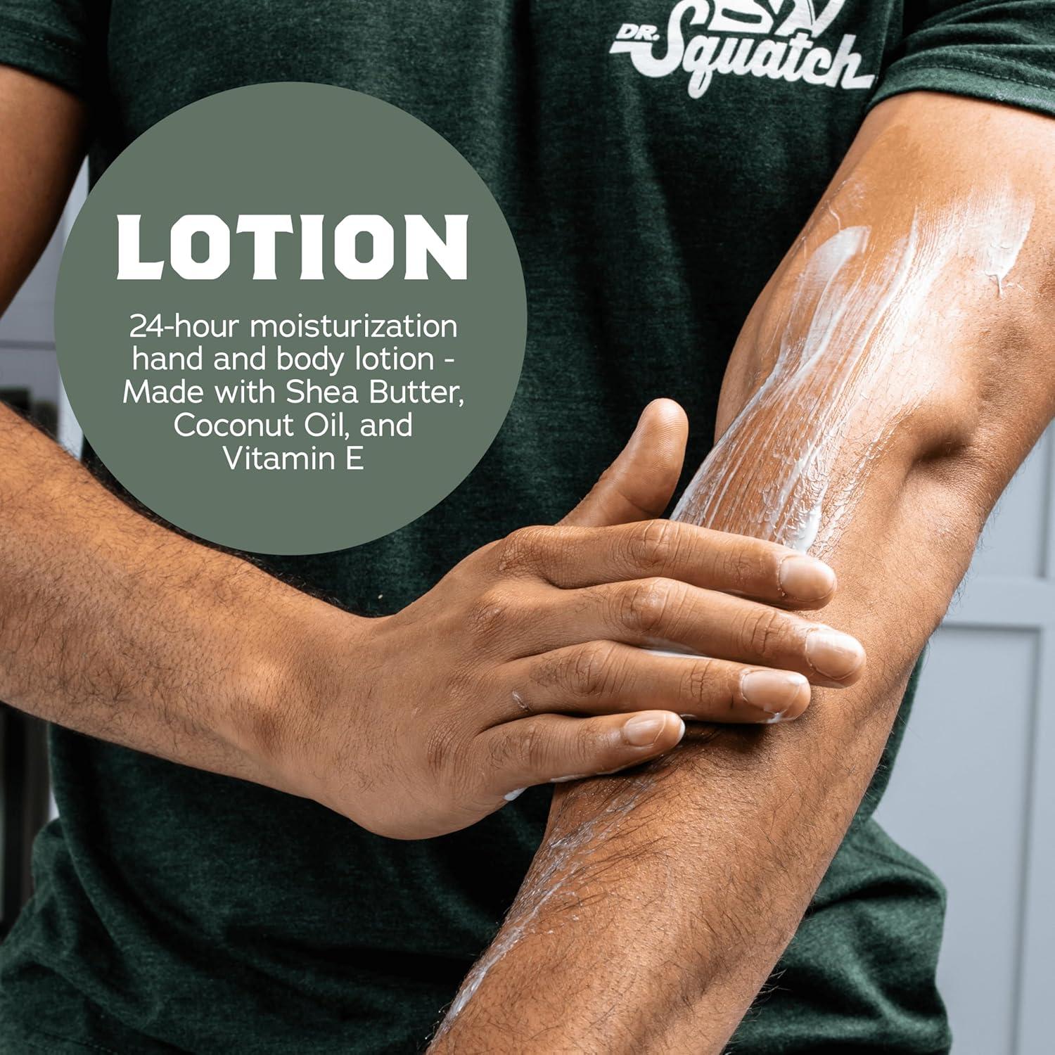 imageDr Squatch Natural Hand and Body Lotion for Men Made with Shea Butter Coconut Oil Vitamin E for 24Hr Moisturization Pine Tar 10 fl oz 2Pack10 Fl Oz Pack of 2