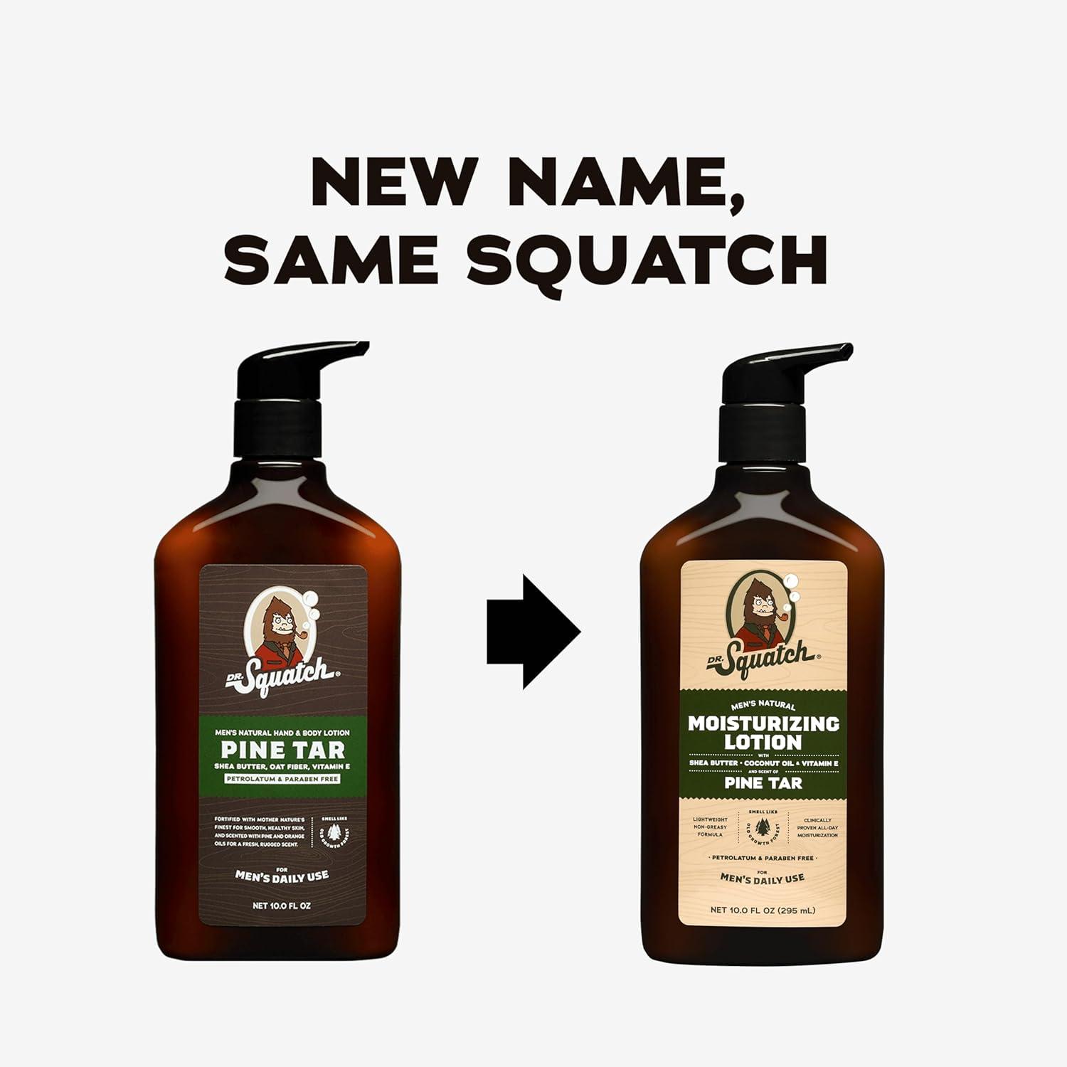 imageDr Squatch Natural Hand and Body Lotion for Men Made with Shea Butter Coconut Oil Vitamin E for 24Hr Moisturization Pine Tar 10 fl oz 2Pack10 Fl Oz Pack of 2