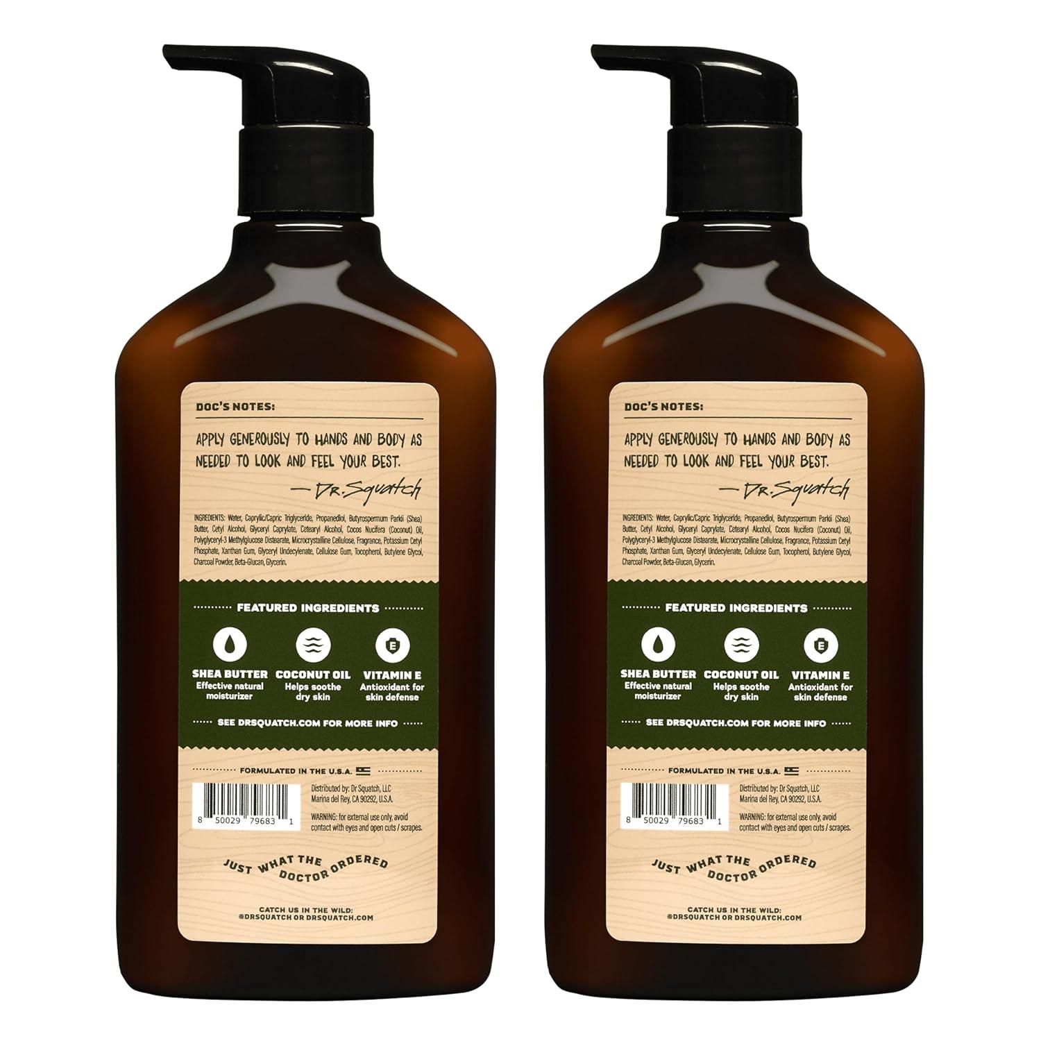 imageDr Squatch Natural Hand and Body Lotion for Men Made with Shea Butter Coconut Oil Vitamin E for 24Hr Moisturization Pine Tar 10 fl oz 2Pack10 Fl Oz Pack of 2