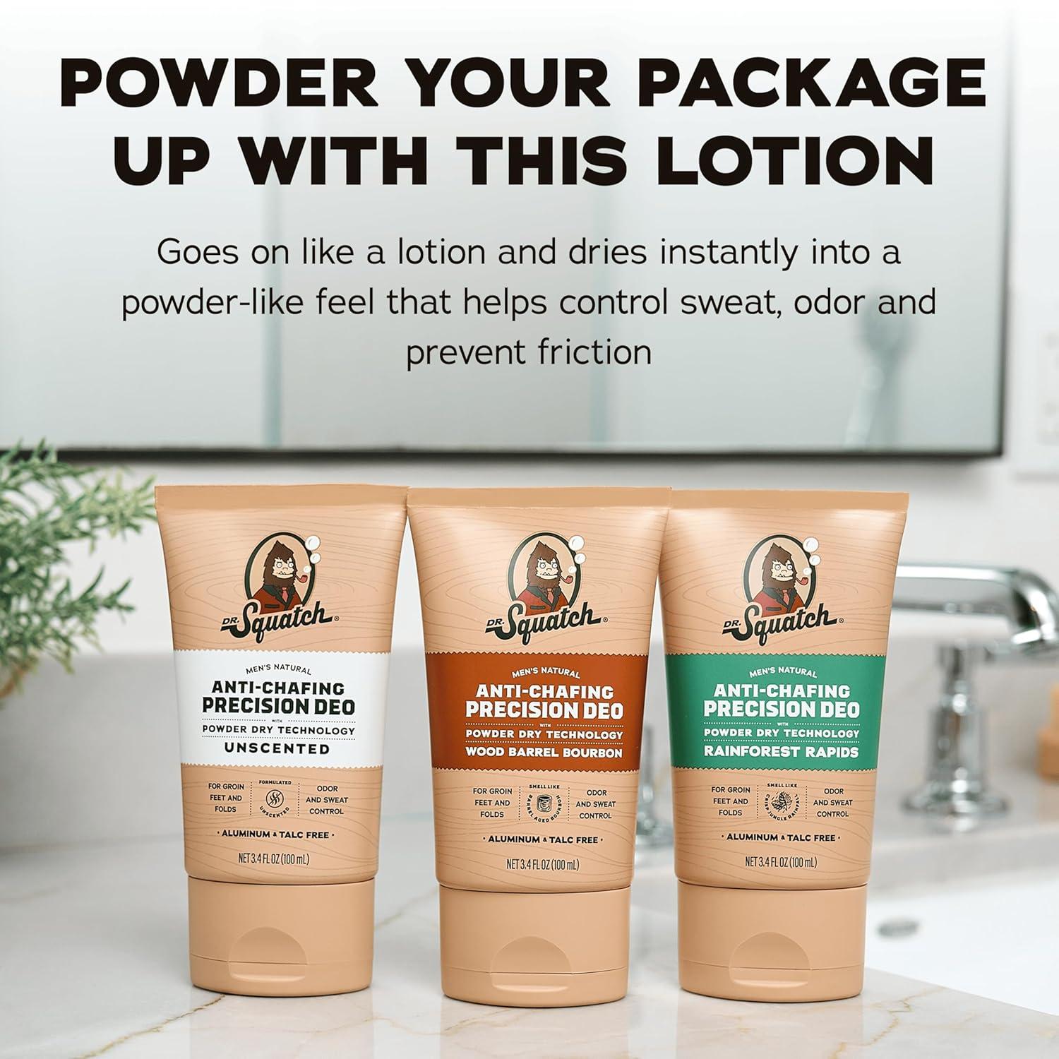 imageDr Squatch Precision Deo Dry Lotion No Mess Body Powder Lotion for Men Made With Natural Ingredients 2 Pack Wood Barrel Bourbon