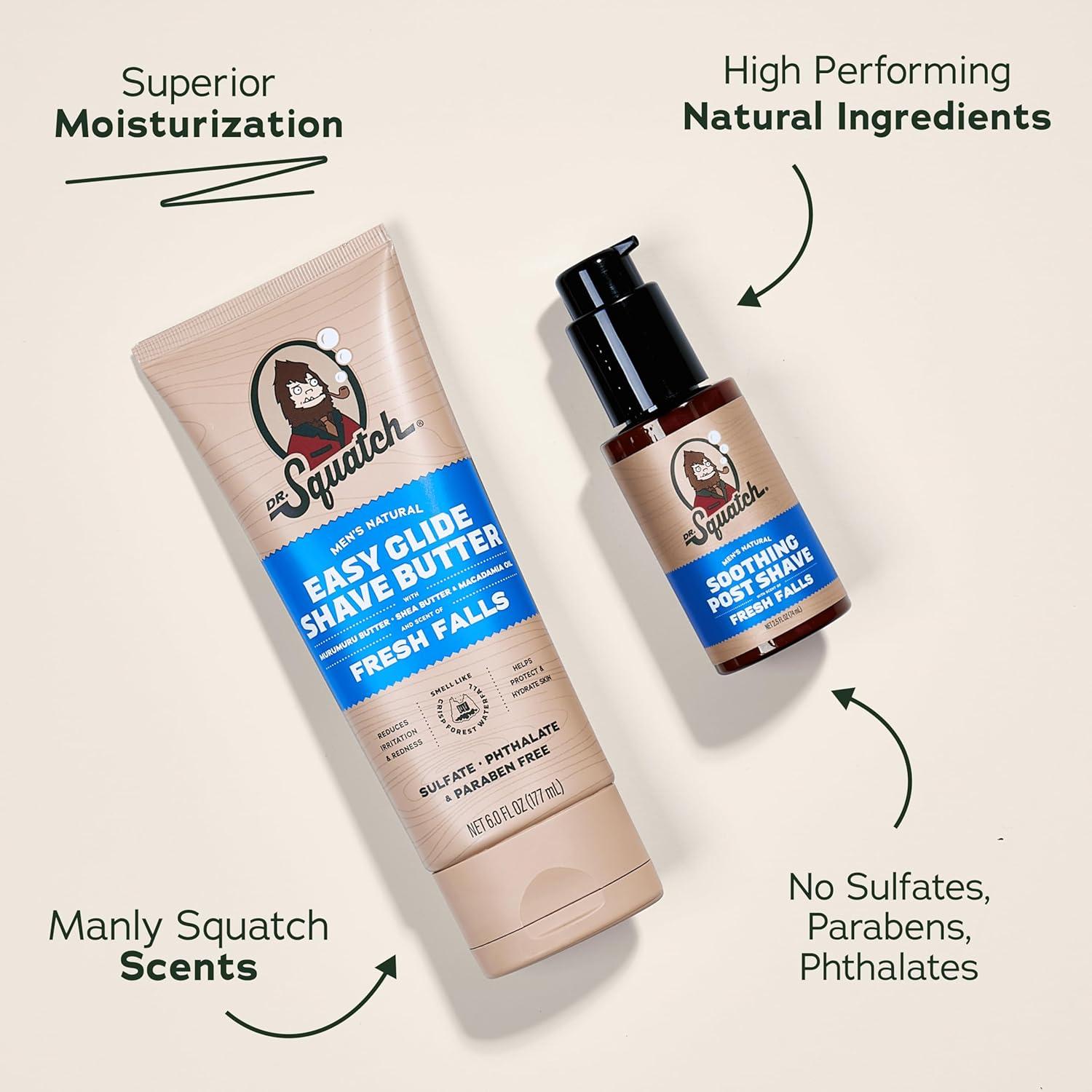 imageDr Squatch Wood Barrel Bourbon Smooth Shave Bundle Easy Glide Butter Soothing Post Shave Natural Ingredients Manly Fragrance MoisturizingFresh Falls