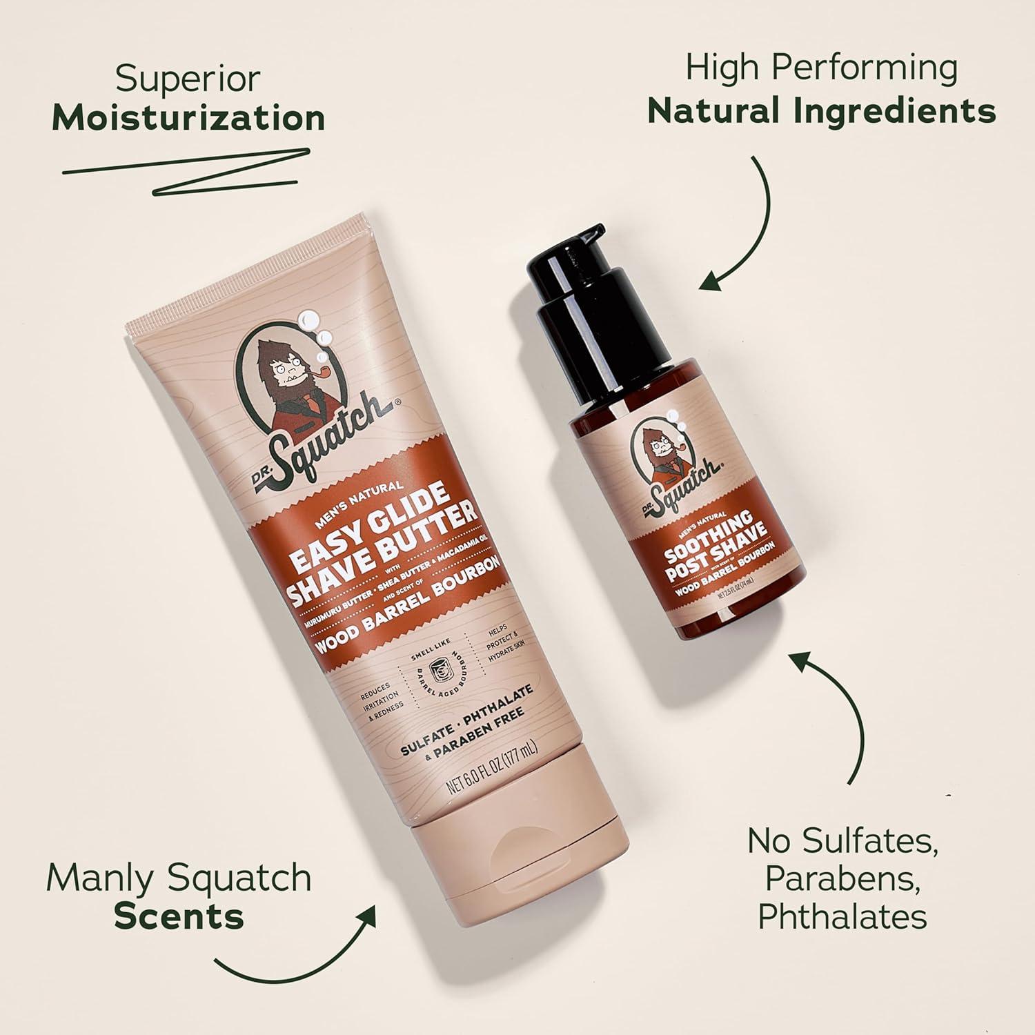 imageDr Squatch Wood Barrel Bourbon Smooth Shave Bundle Easy Glide Butter Soothing Post Shave Natural Ingredients Manly Fragrance MoisturizingWood Barrel Bourbon