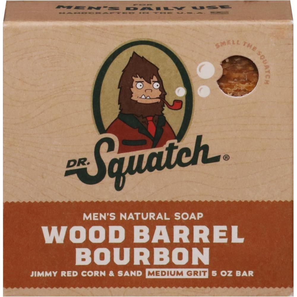 imageDr Squatch All Natural Bar Soap for Men with Medium Grit Wood Barrel Bourbon 5 Ounce Pack of 1