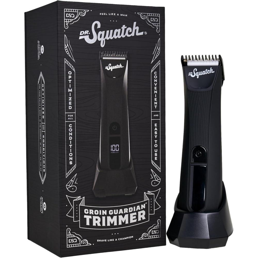 imageDr Squatch Groin Guardian Electric Trimmer with SquatchShield Technology Cordless Body Hair Trimmer with Builtin LED Light Black