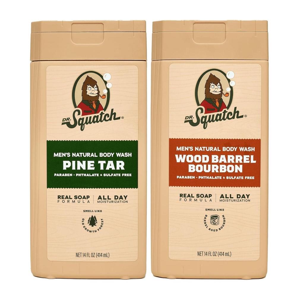 imageDr Squatch NEW Body Wash for Men with Nourishing Natural Ingredients  No Paraben Phthalate Sulfate  All Day Moisture  Long Lasting Scent  Fresh Falls ampamp Coconut Castaway 14 oz 2PackSmoky Timber