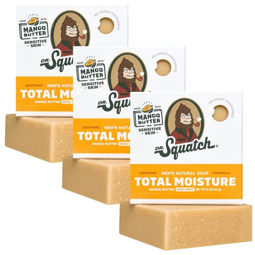 imageDr Squatch NEW Total Moisture Bar Soap for Men No Added Fragrance Formulated for Sensitive Skin Shea Butter 5 oz 3packMango