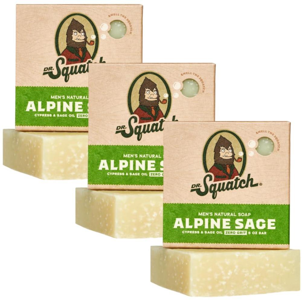 imageDr Squatch Natural Bar Soap for Men Cold Process Soap with No Harsh Chemicals Coastal Mist 5 oz 3PackAlpine Sage