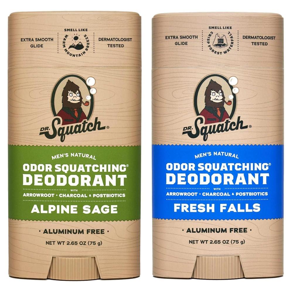 imageDr Squatch Natural Deodorant for Men  OdorSquatching Aluminum Free  Coconut Castaway ampamp Fresh Falls 265 oz 2PackAlpine Waters