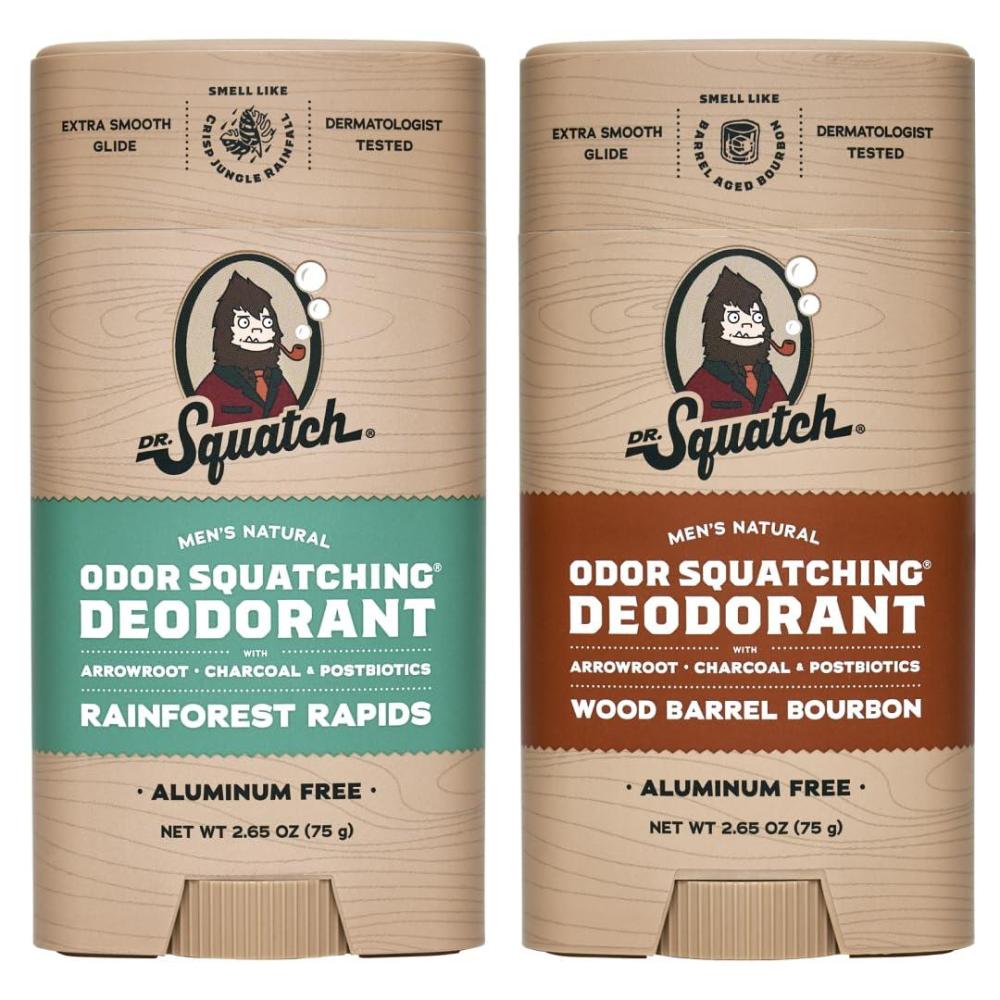 imageDr Squatch Natural Deodorant for Men  OdorSquatching Aluminum Free  Coconut Castaway ampamp Fresh Falls 265 oz 2PackCask in the Canopy