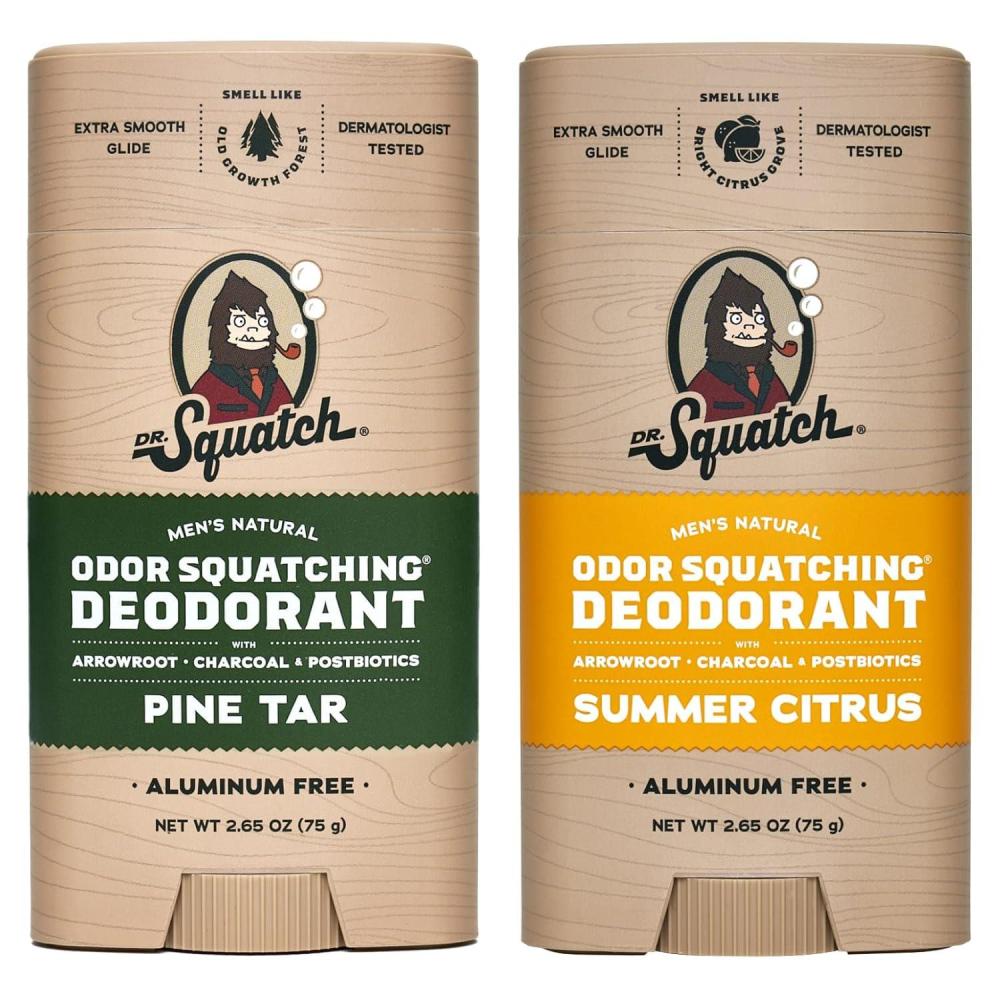 imageDr Squatch Natural Deodorant for Men  OdorSquatching Aluminum Free  Coconut Castaway ampamp Fresh Falls 265 oz 2PackCitrus Timber