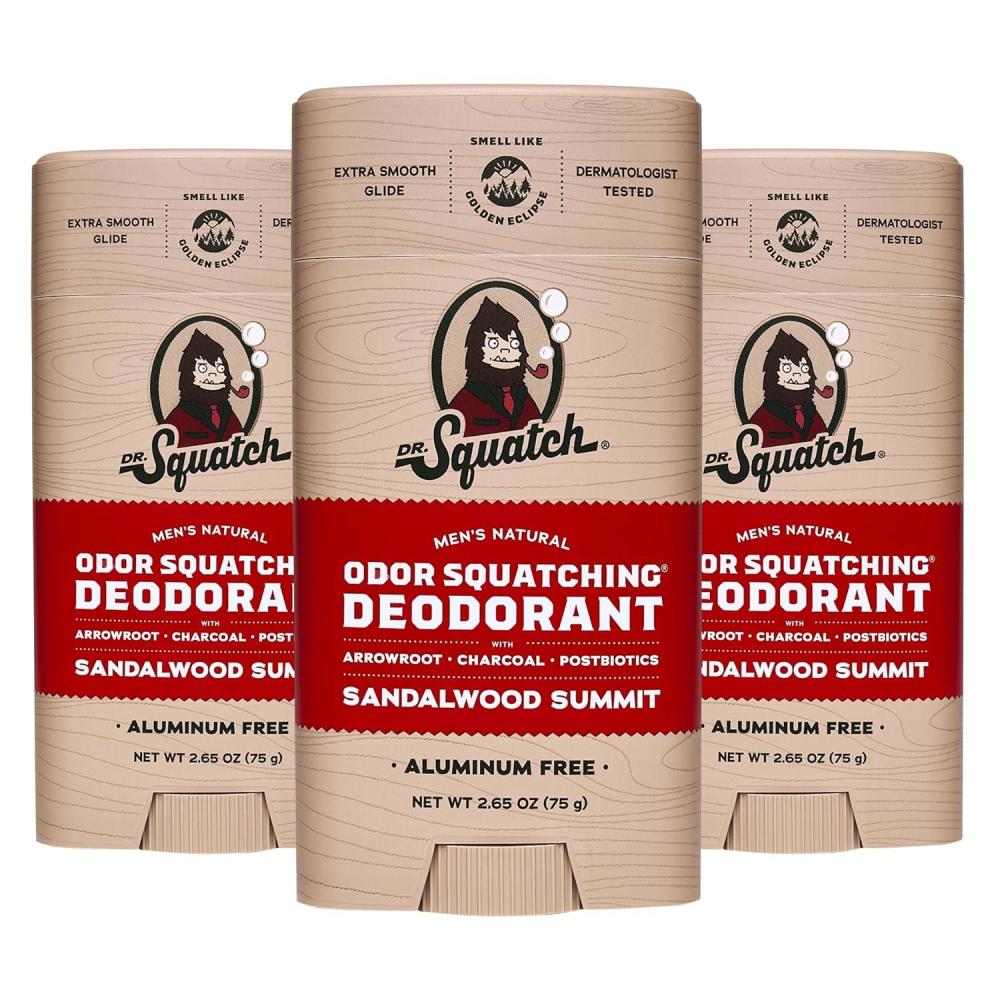 imageDr Squatch Natural Deodorant for Men OdorSquatching Aluminum Free Fresh Falls 265 oz 3PackSandalwood Summit