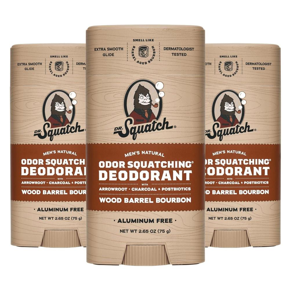 imageDr Squatch Natural Deodorant for Men OdorSquatching Aluminum Free Fresh Falls 265 oz 3PackWood Barrel Bourbon